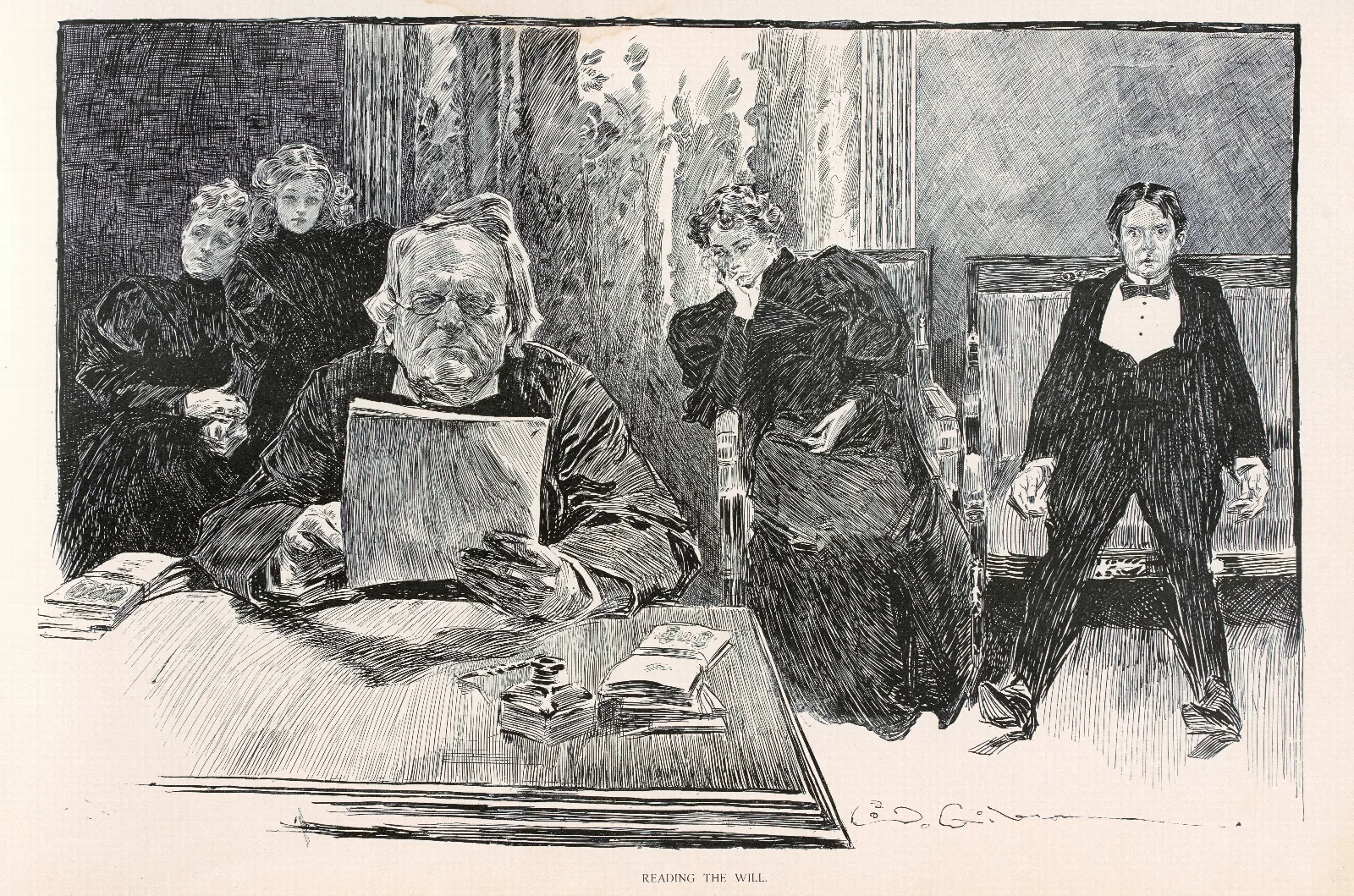 Reading The Will 2 Wall Art by Charles Dana Gibson - Canvas Print
