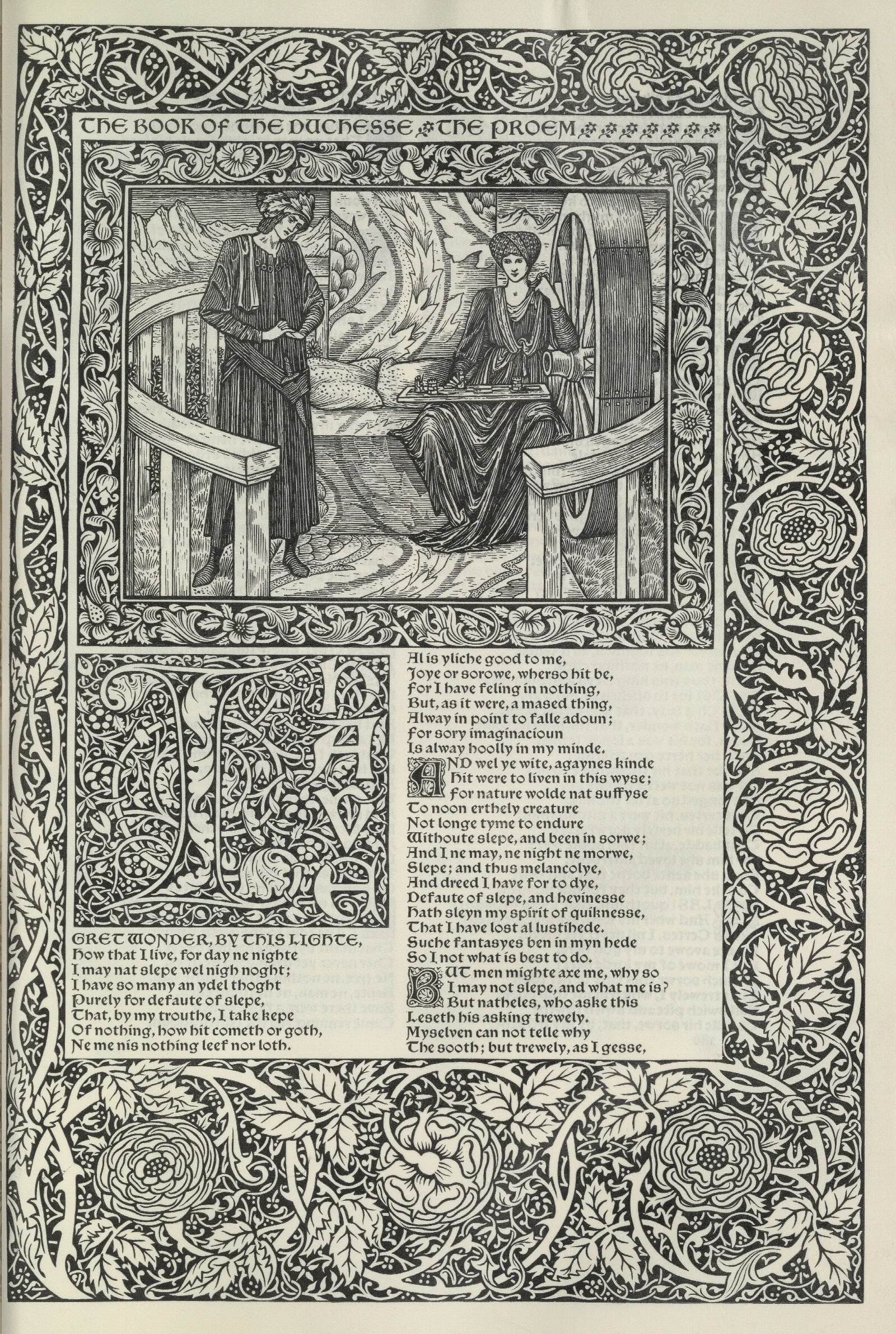 The Works Of Geoffrey Chaucer Pl 57 Wall Art by Sir Edward Coley Burne-Jones - Canvas Print