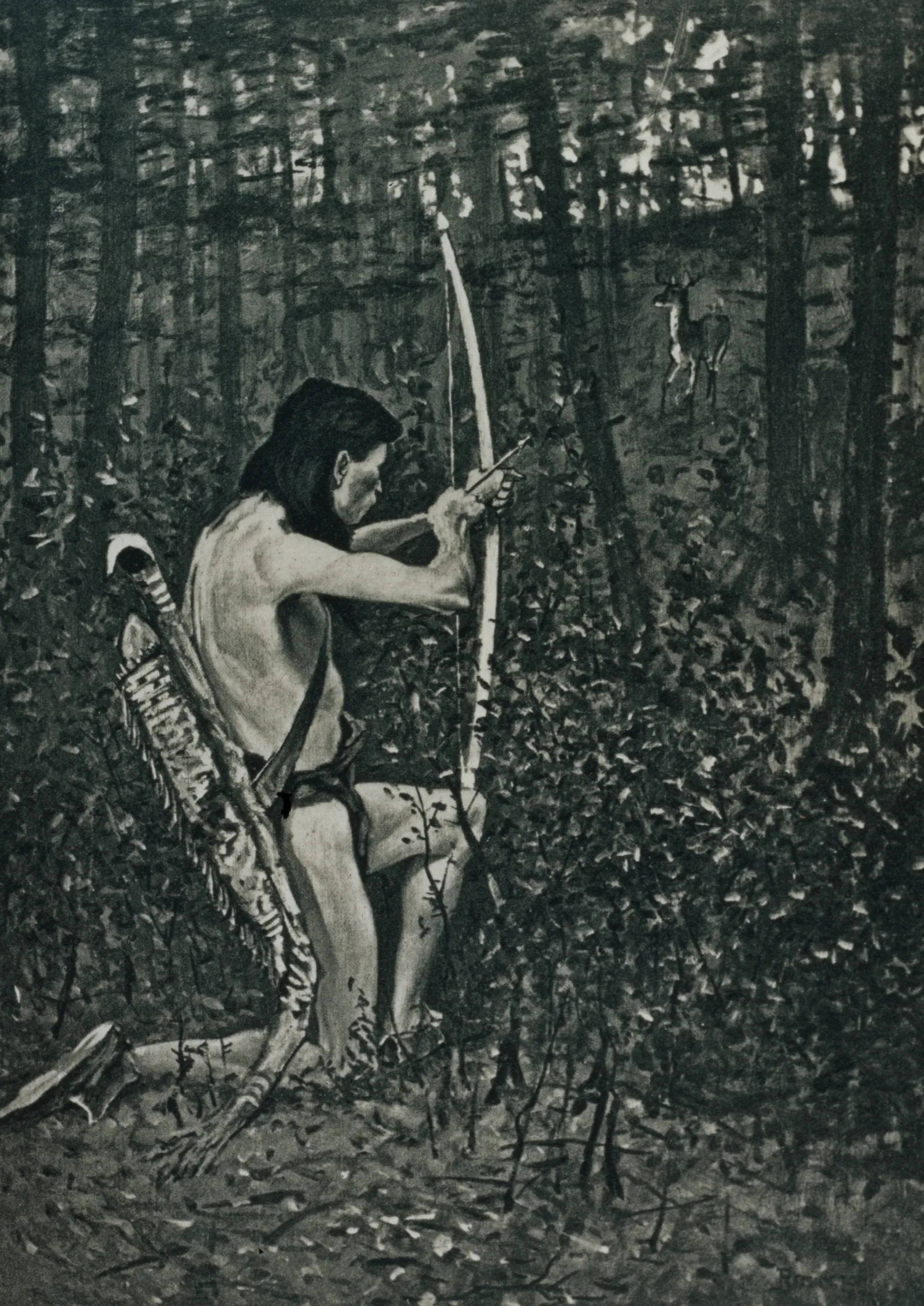 Then Upon One Knee Uprising Hiawatha Aimed An Arrow Wall Art by Frederic Remington - Canvas Print