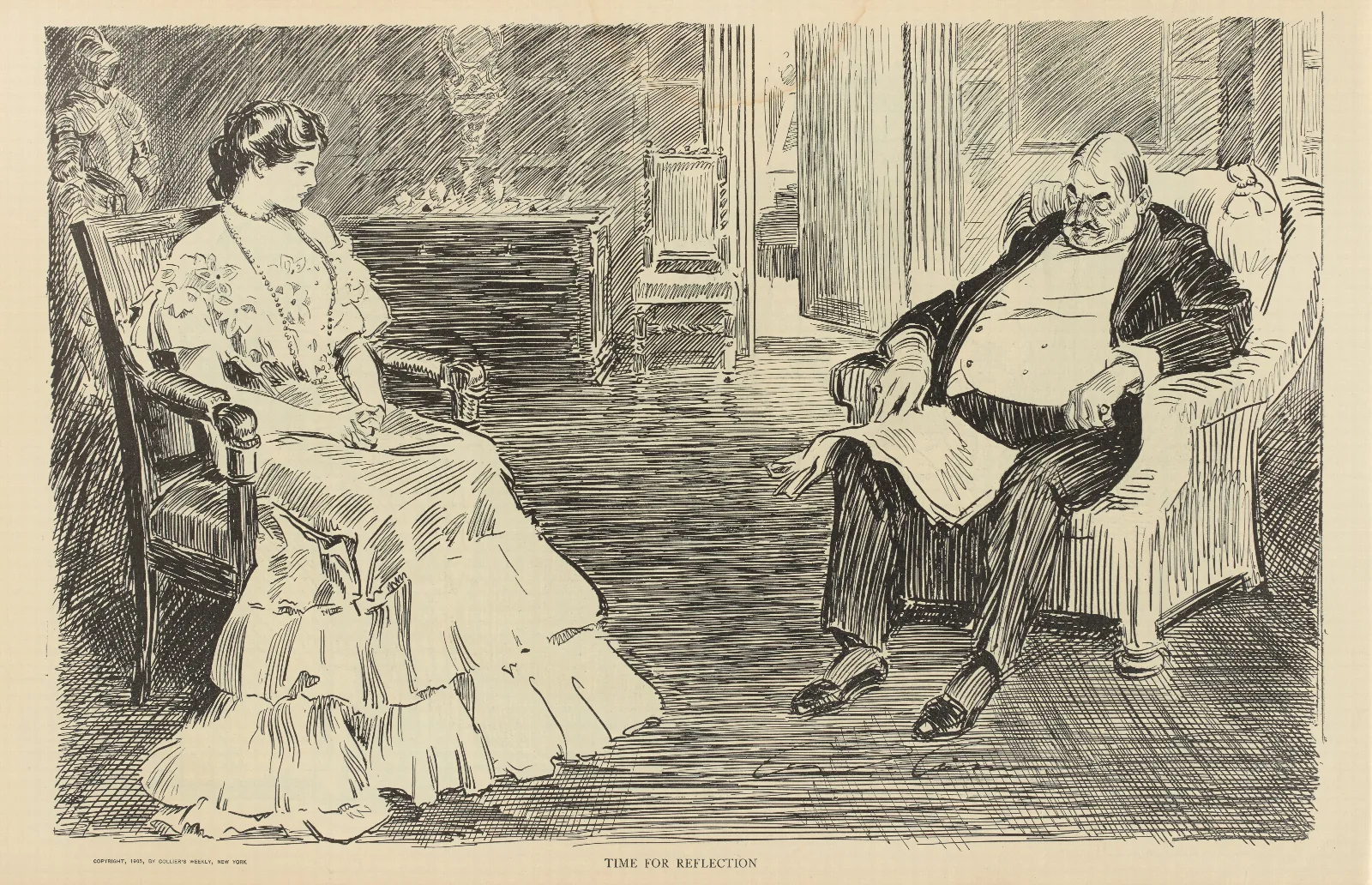 Time For Reflection Wall Art by Charles Dana Gibson - Canvas Print