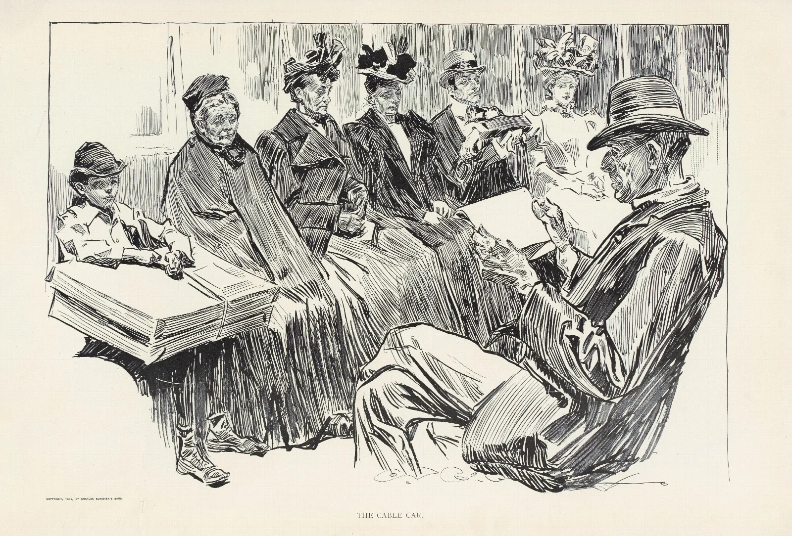 The Cable Car Wall Art by Charles Dana Gibson - Canvas Print