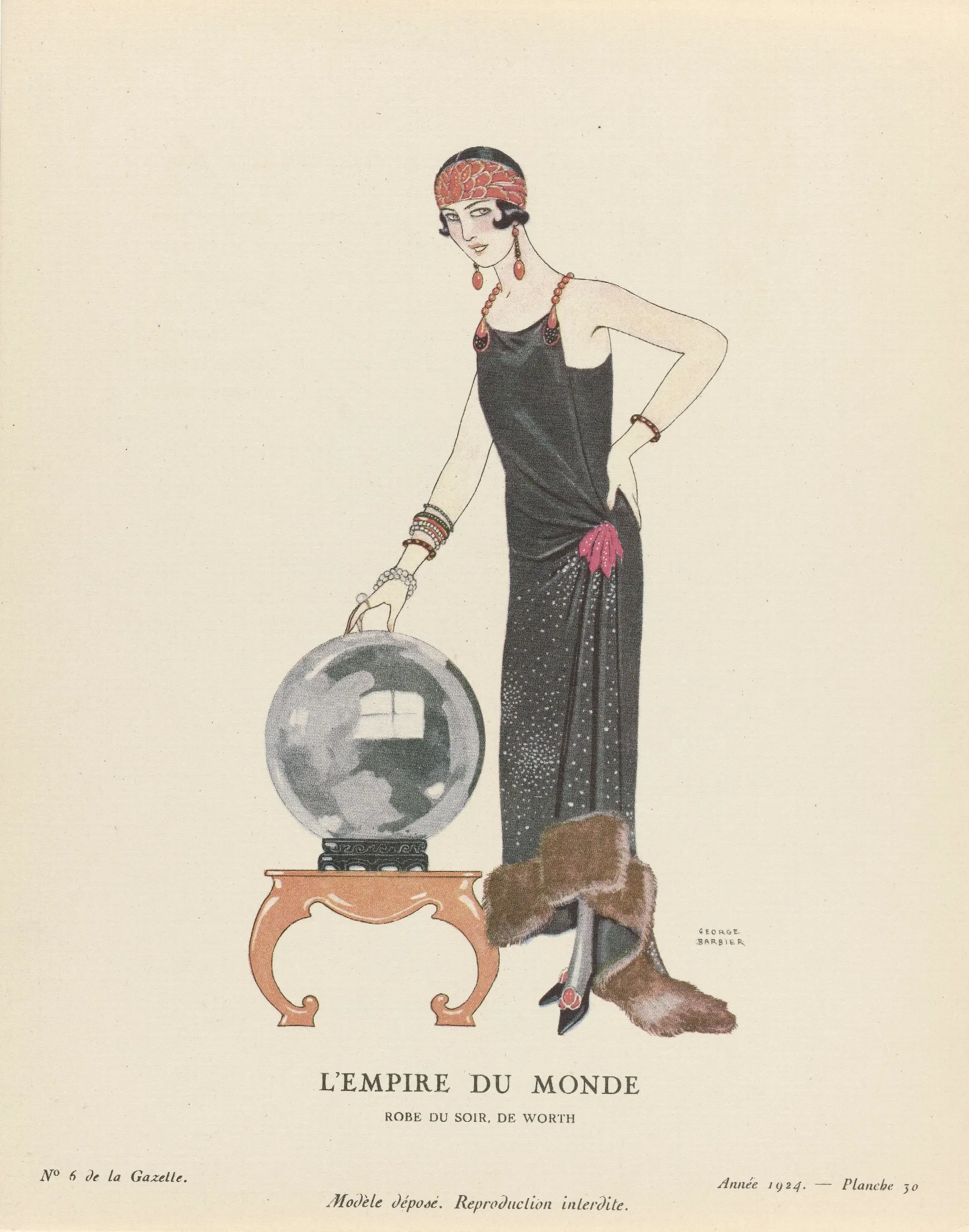 Gazette Du Bon Ton Lempire Du Monde Robe Du Soir De Worth Wall Art by George Barbier - Canvas Print