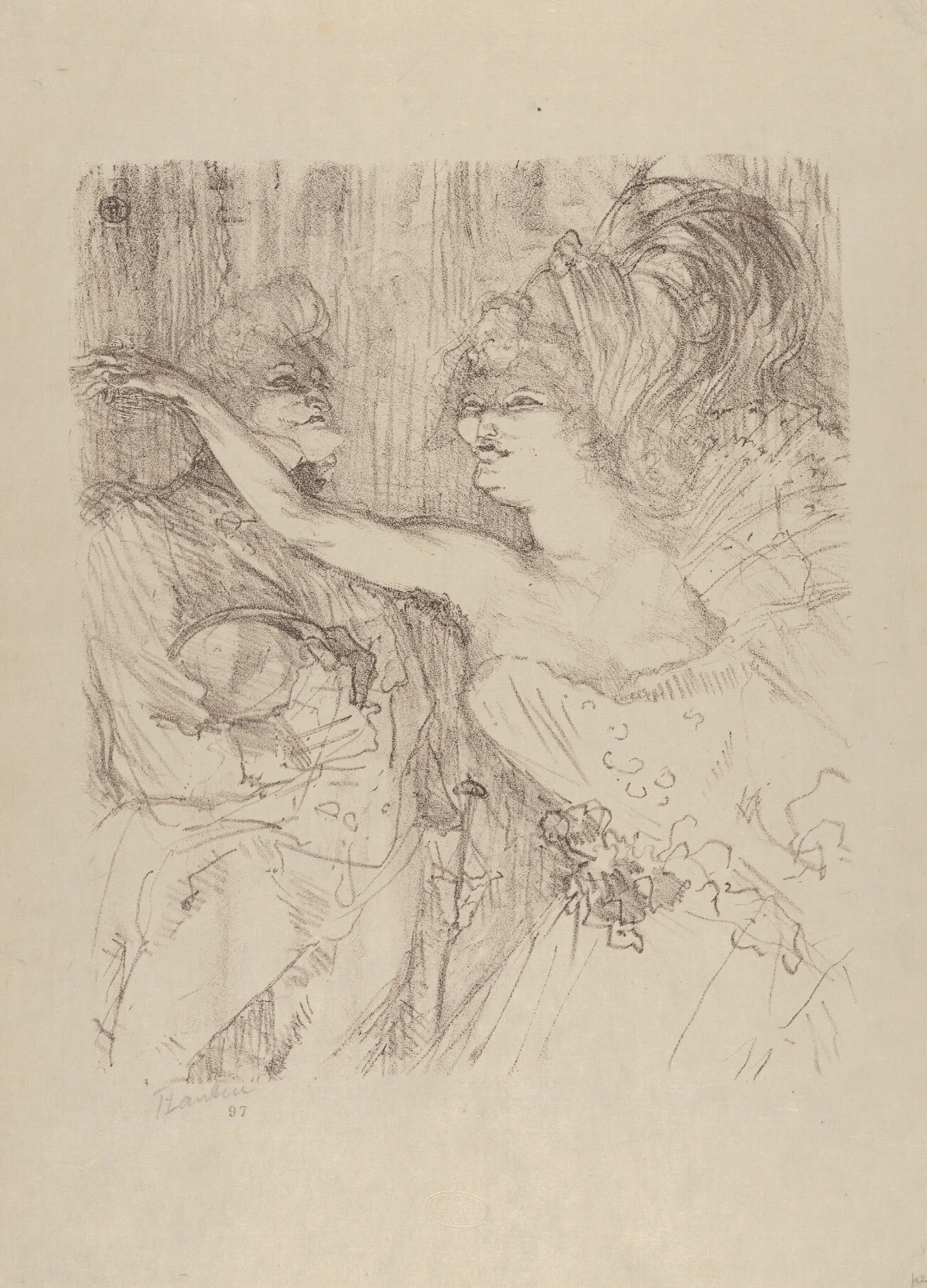 Guy And Mealy In Paris Qui Marche 2 Wall Art by Henri de Toulouse-Lautrec - Canvas Print