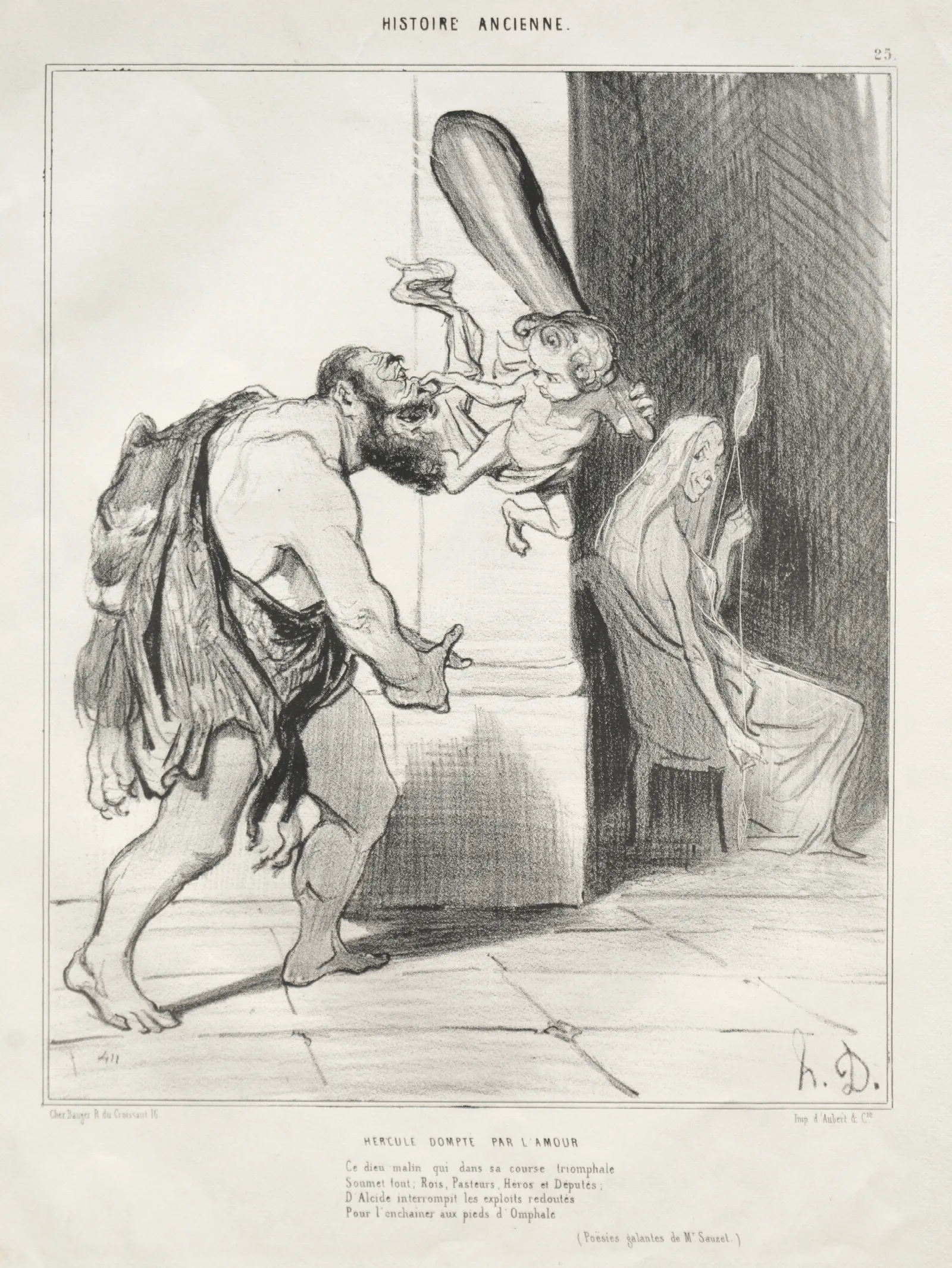 Hercules Tamed By Love Wall Art by Honoré Daumier - Canvas Print
