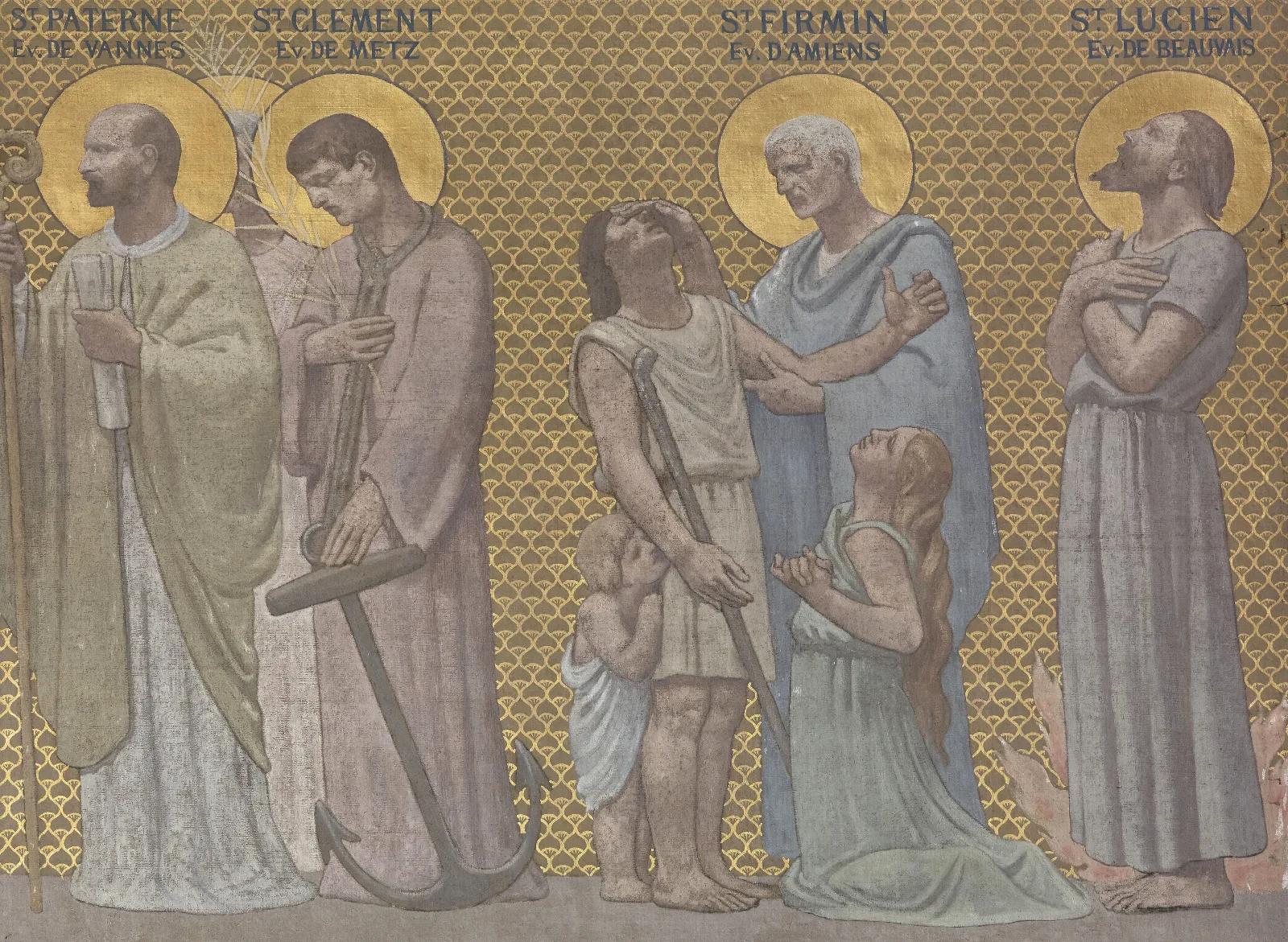 Procession De Saints Martyrs 2 Wall Art by Pierre Puvis de Chavannes - Canvas Print