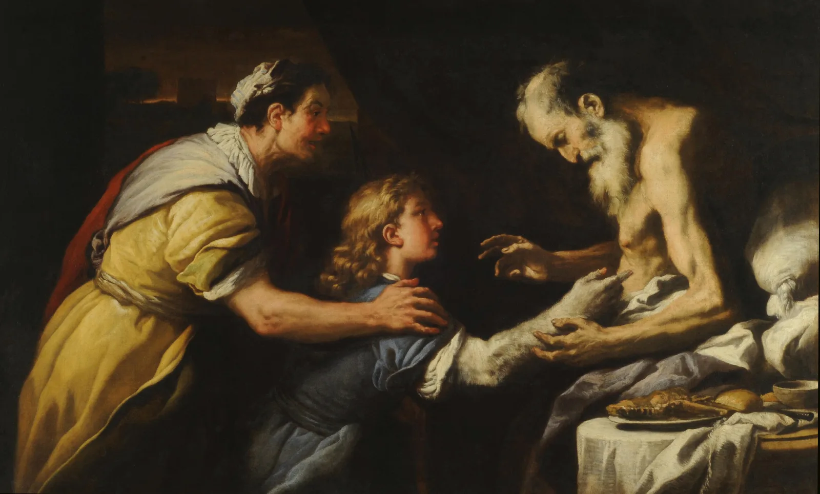 Introduction Of Jacob To Isaac Wall Art by Luca Giordano - Canvas Print
