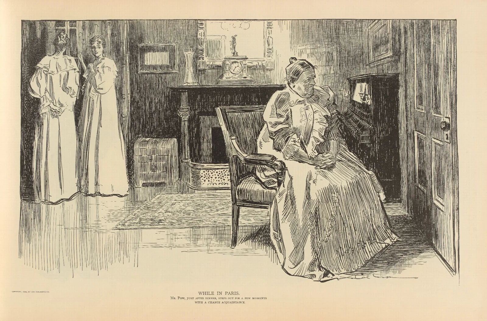 While In Paris Mr Pipp Just After Dinner Steps Out For A Few Moments Wall Art by Charles Dana Gibson - Canvas Print