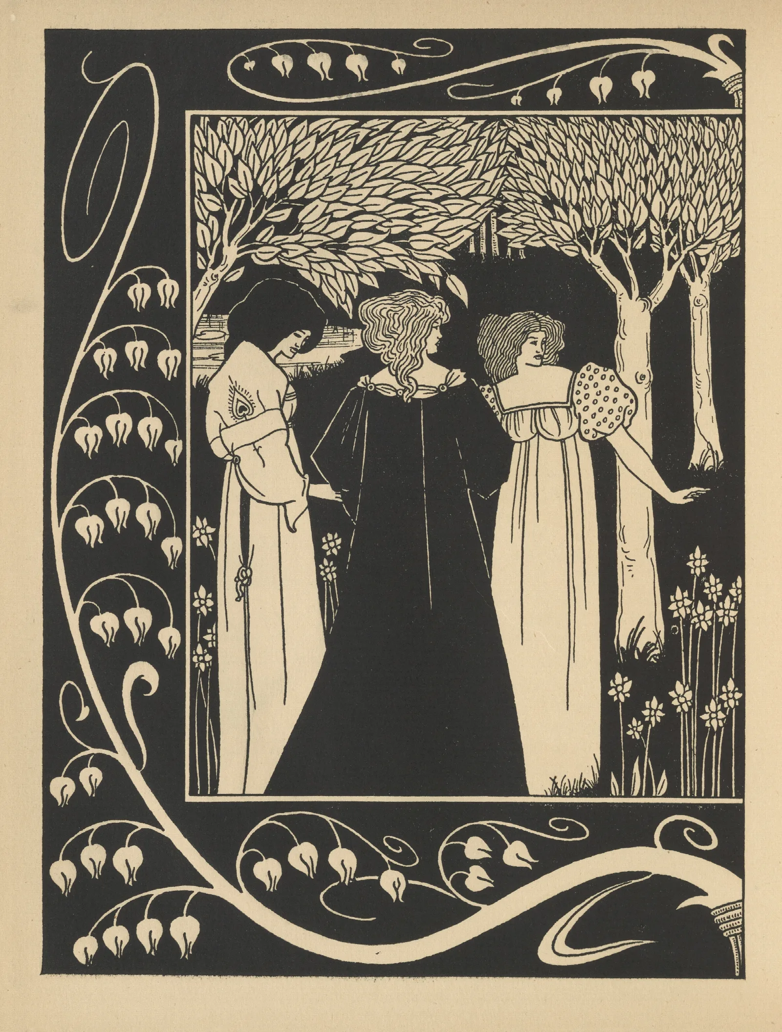 How Sir Launcelot Was Known By Dame Elaine Wall Art by Aubrey Vincent Beardsley - Canvas Print
