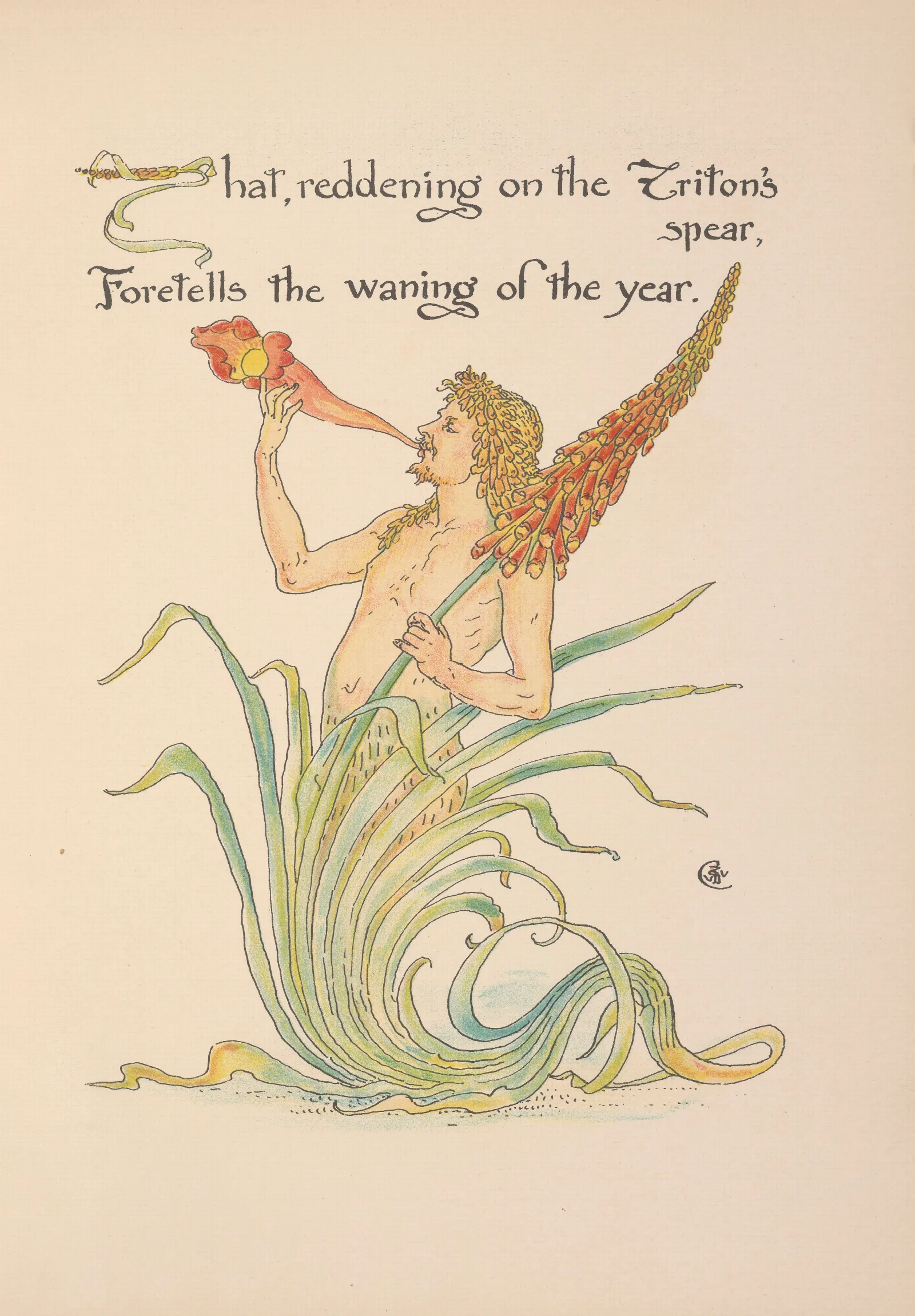 Floras Feast A Masque Of Flowers Pl 33 Wall Art by Walter Crane - Canvas Print