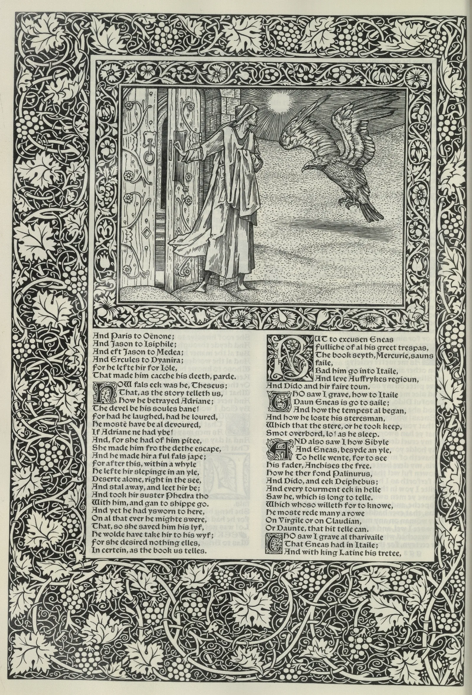 The Works Of Geoffrey Chaucer Pl 72 Wall Art by Sir Edward Coley Burne-Jones - Canvas Print