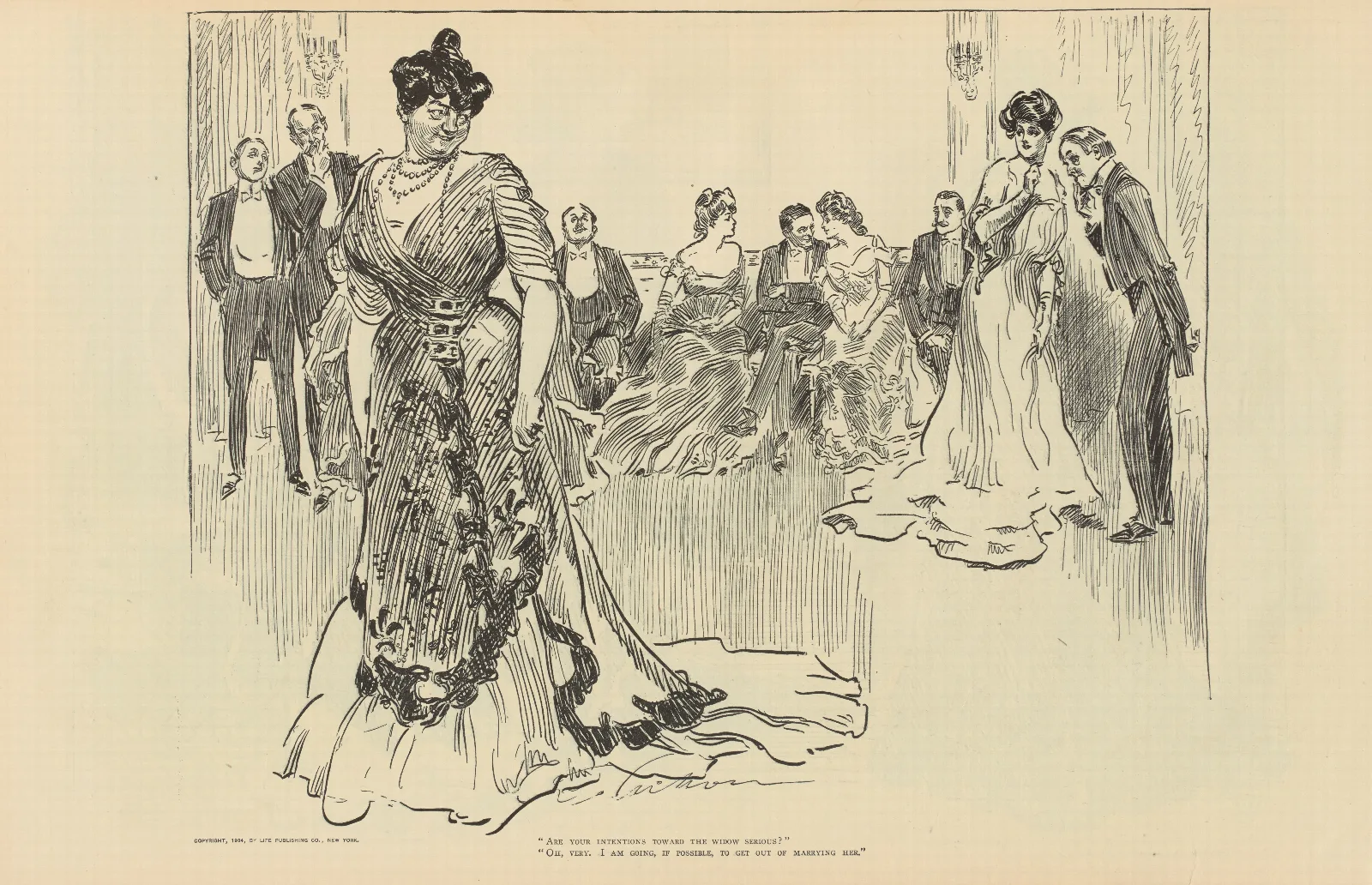 Are Your Intentions Toward The Widow Serious Wall Art by Charles Dana Gibson - Canvas Print