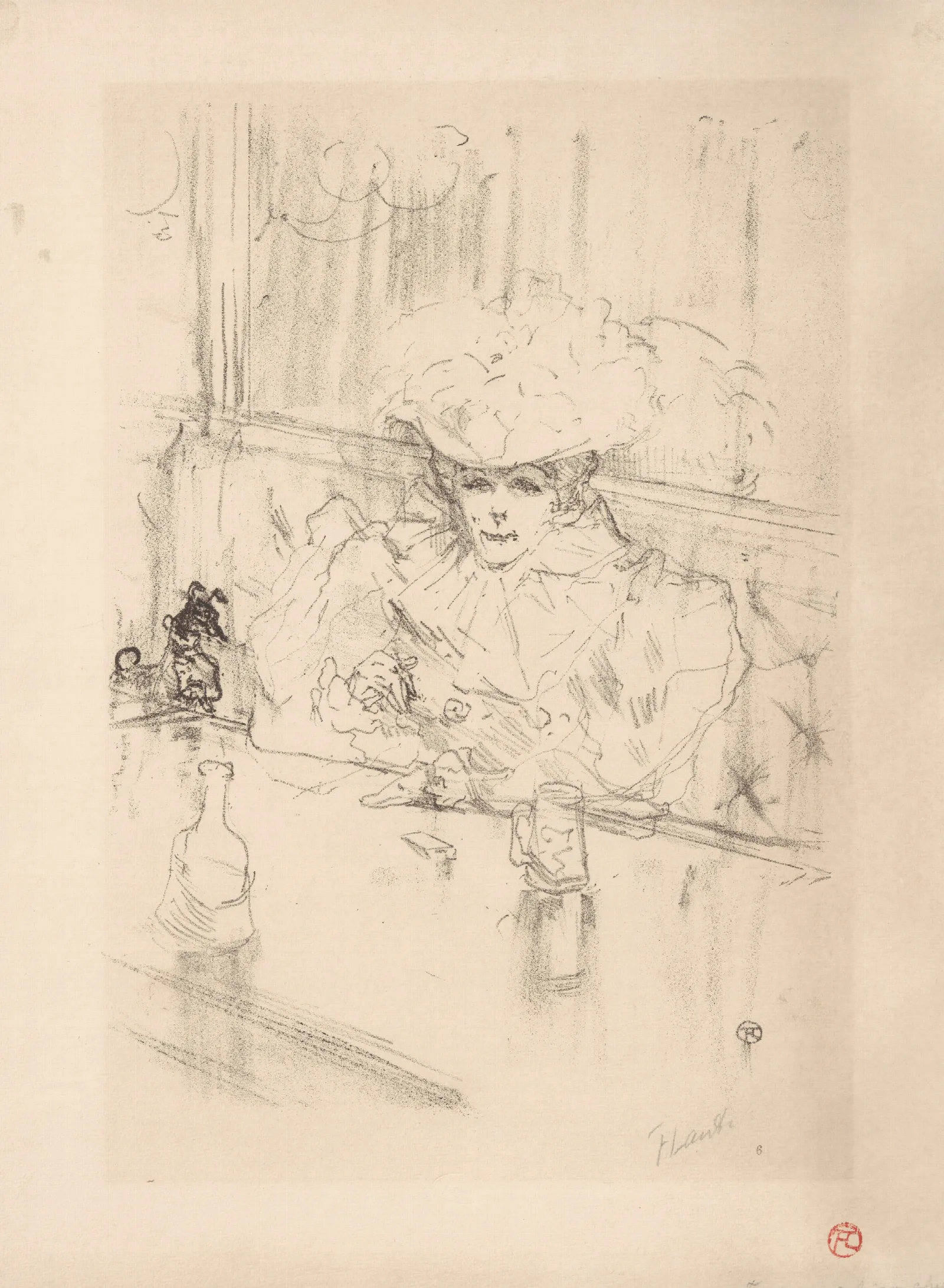 At The Brasserie Hanneton Wall Art by Henri de Toulouse-Lautrec - Canvas Print