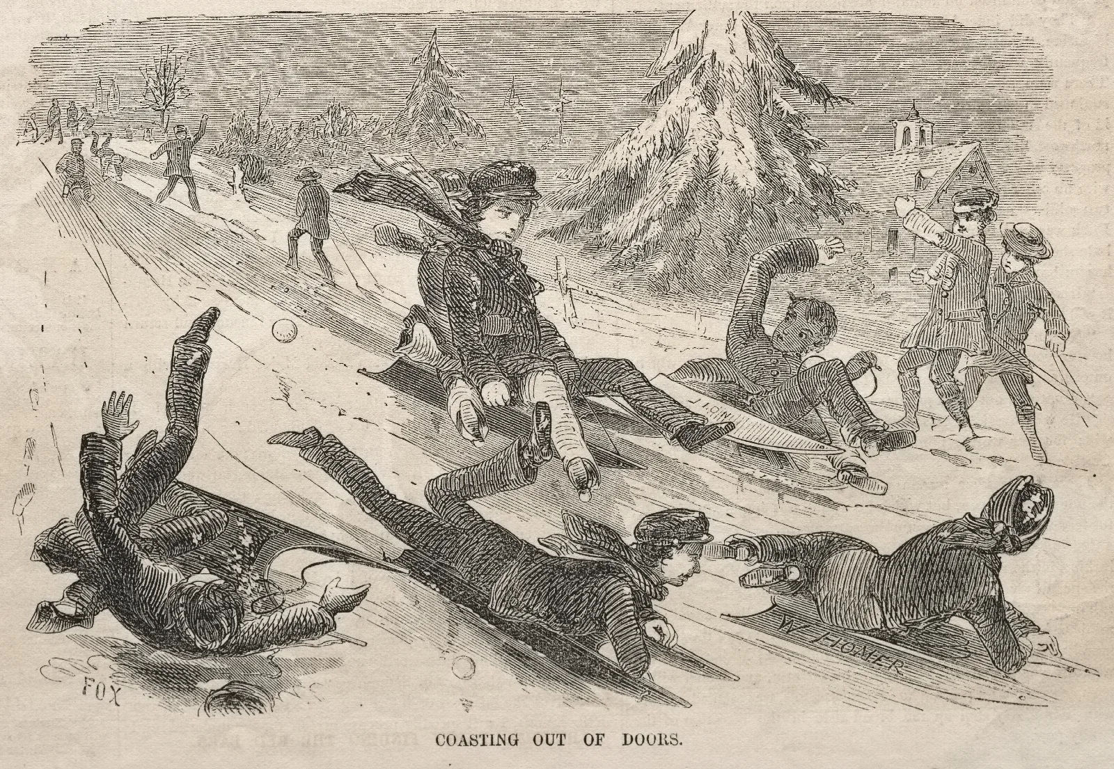 Coasting Out Of Doors Wall Art by Winslow Homer - Canvas Print