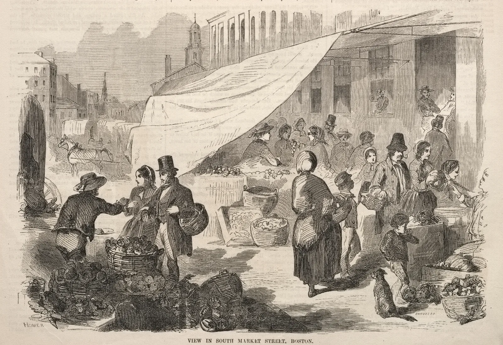 View In South Market Street Boston Wall Art by Winslow Homer - Canvas Print