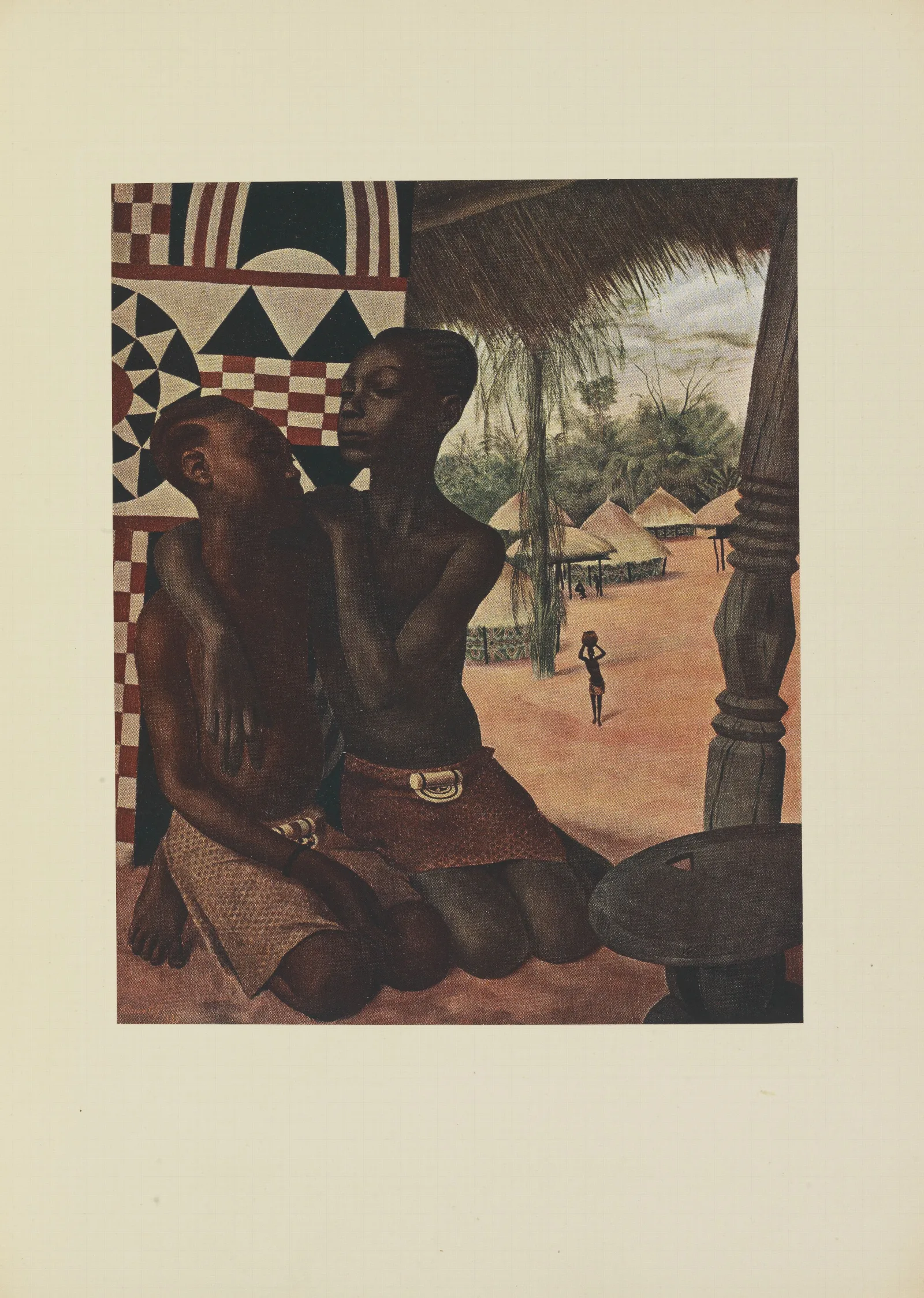 Titi Et Naranghe Filles Du Chef Eki Bondo Haut Ouelle Wall Art by Alexandre Jacovleff - Canvas Print