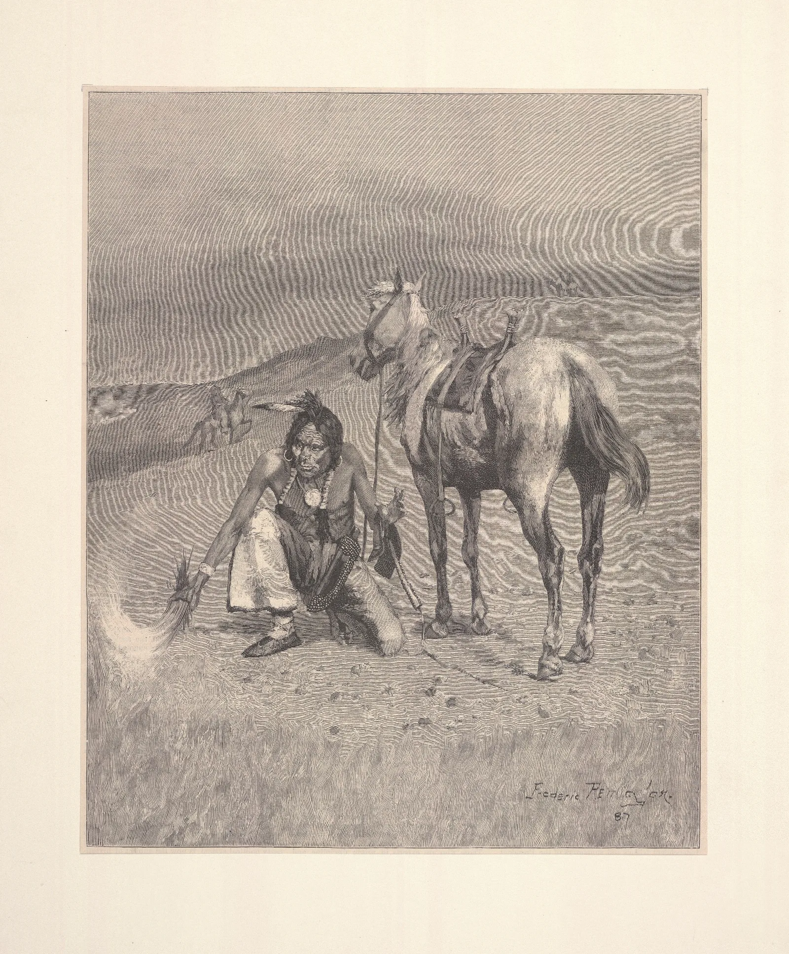 Burning The Range Wall Art by Frederic Remington - Canvas Print