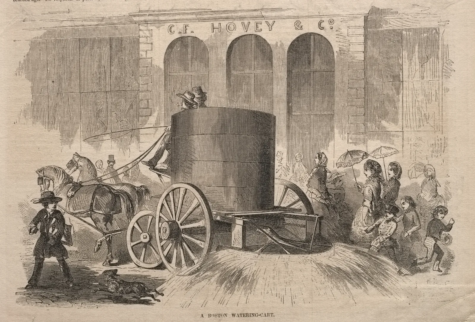 A Boston Watering Cart Wall Art by Winslow Homer - Canvas Print