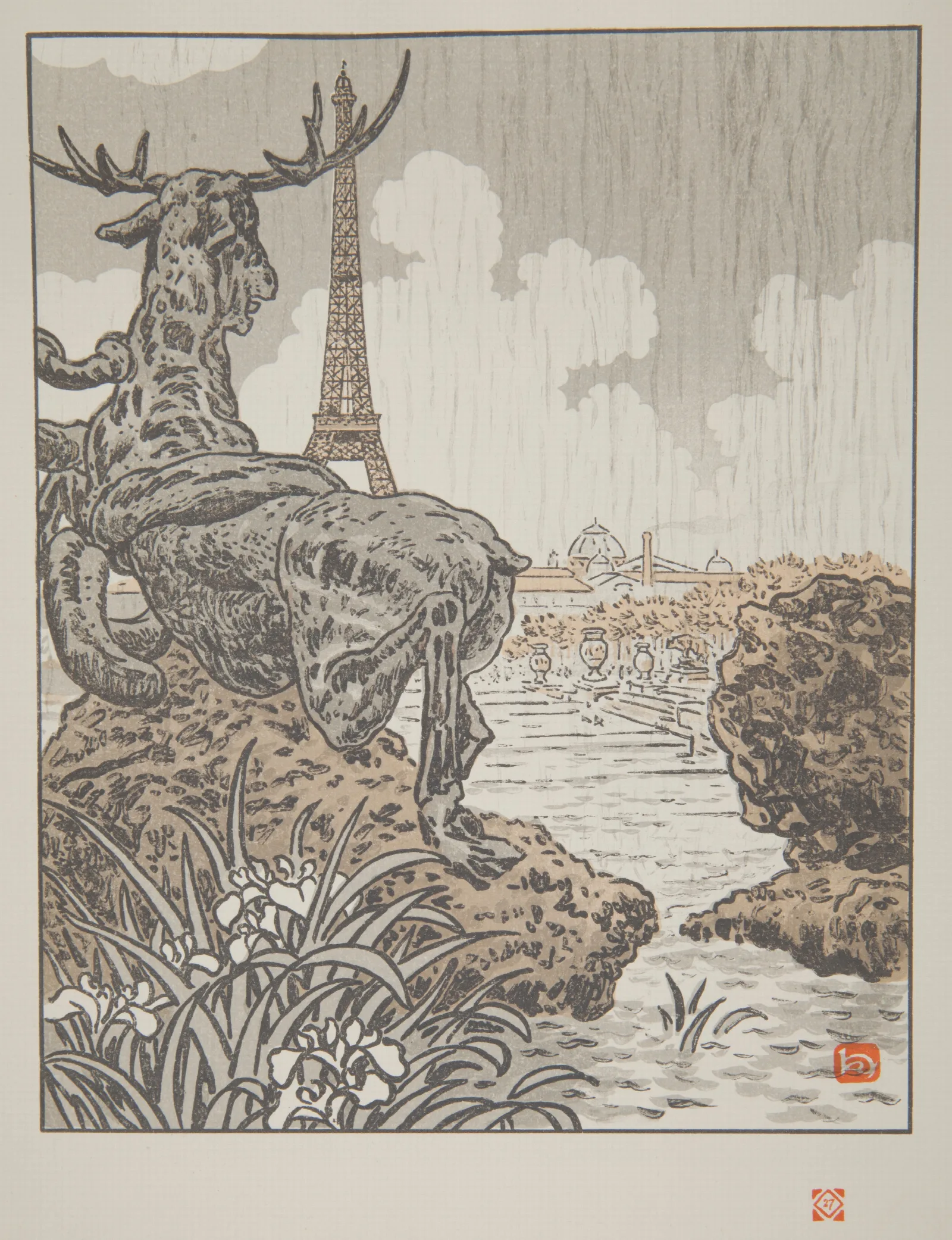 Derriere Lelan De Fremiet Trocadero Wall Art by Henri Rivière - Canvas Print