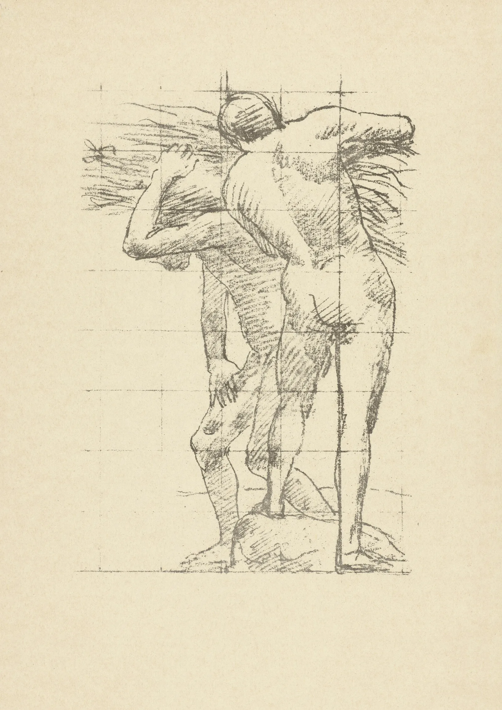 Nude Study Of Two Working Men Wall Art by Pierre Puvis de Chavannes - Canvas Print