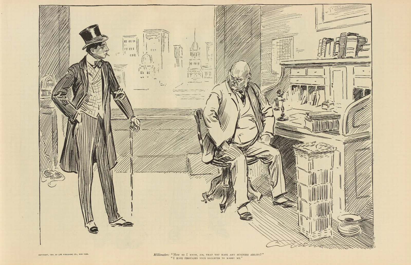 Millionaire How Do I Know Sir That You Have Any Business Ability Wall Art by Charles Dana Gibson - Canvas Print