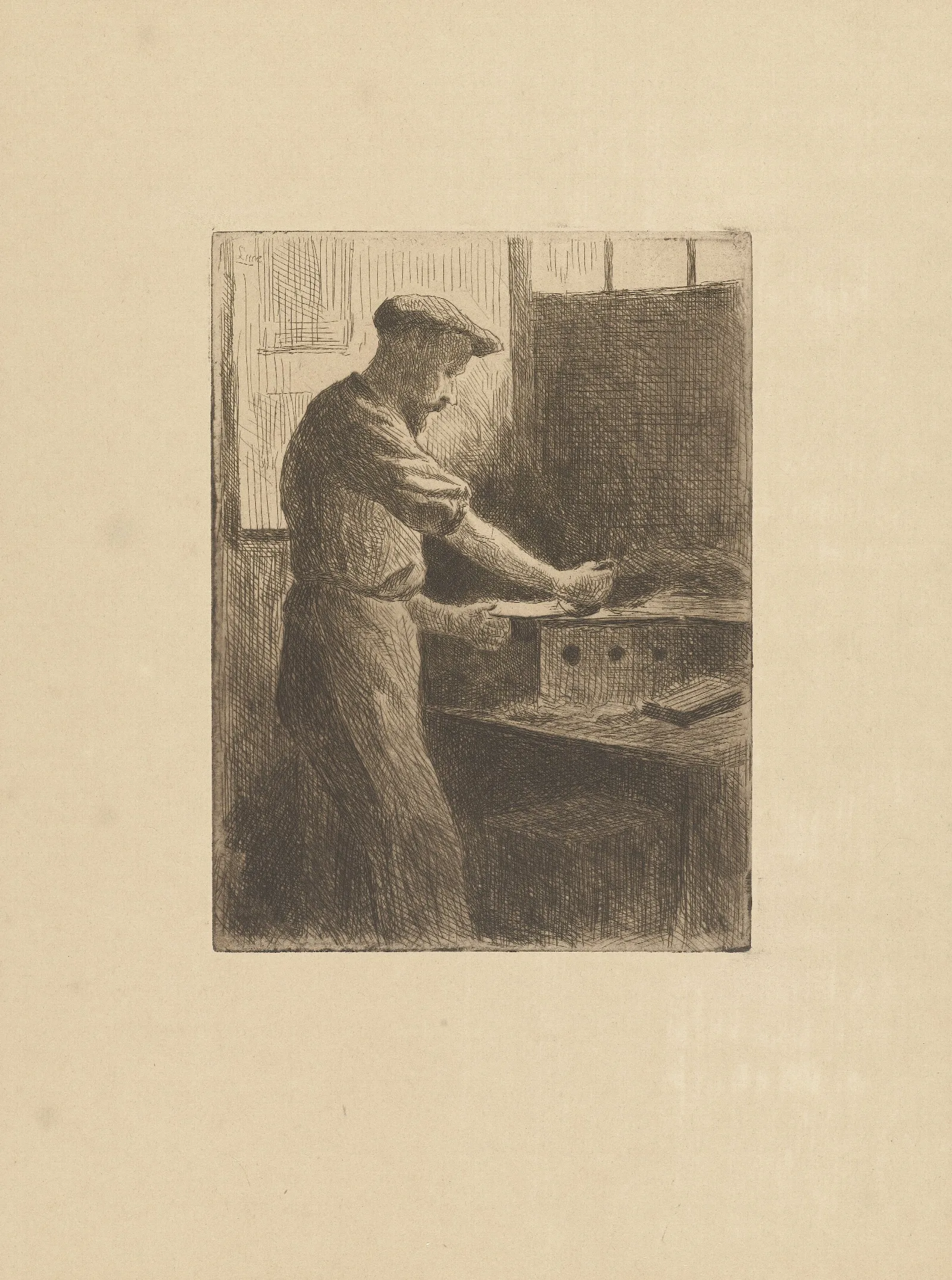 Imprimeur Dans Son Atelier Wall Art by Maximilien Luce - Canvas Print