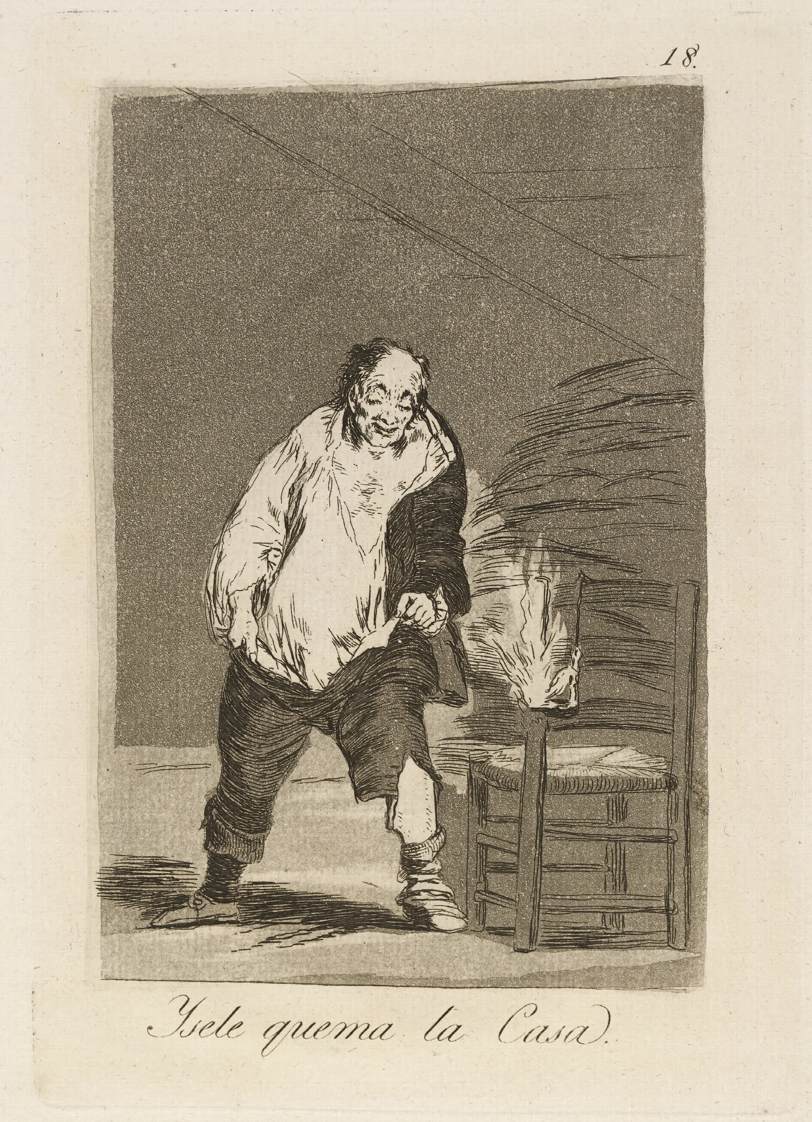 Ysele Quema La Casa And His House Is On Fire Wall Art by Francisco de Goya - Canvas Print