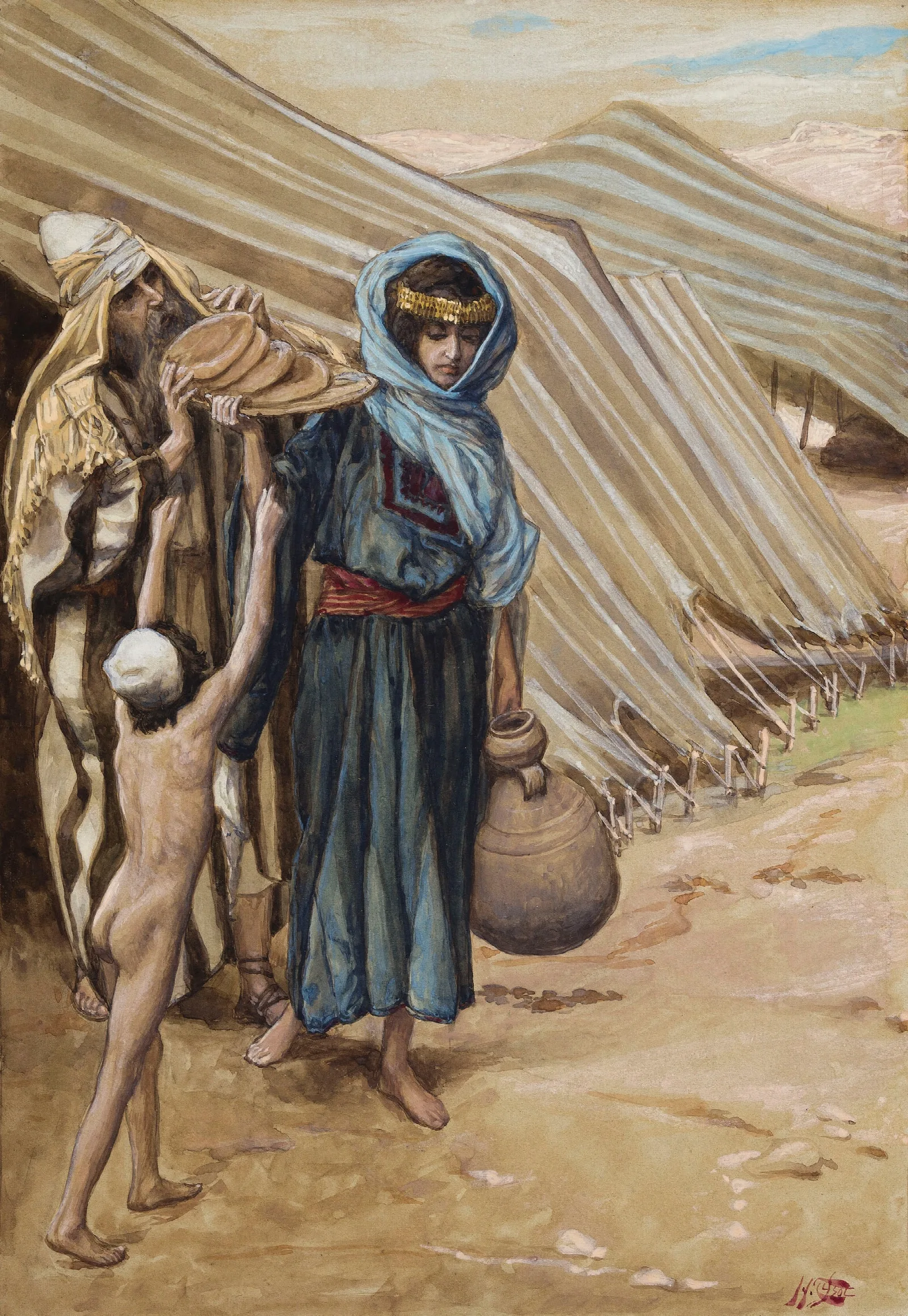 Hagar Departeth From Abraham Wall Art by James Tissot - Canvas Print