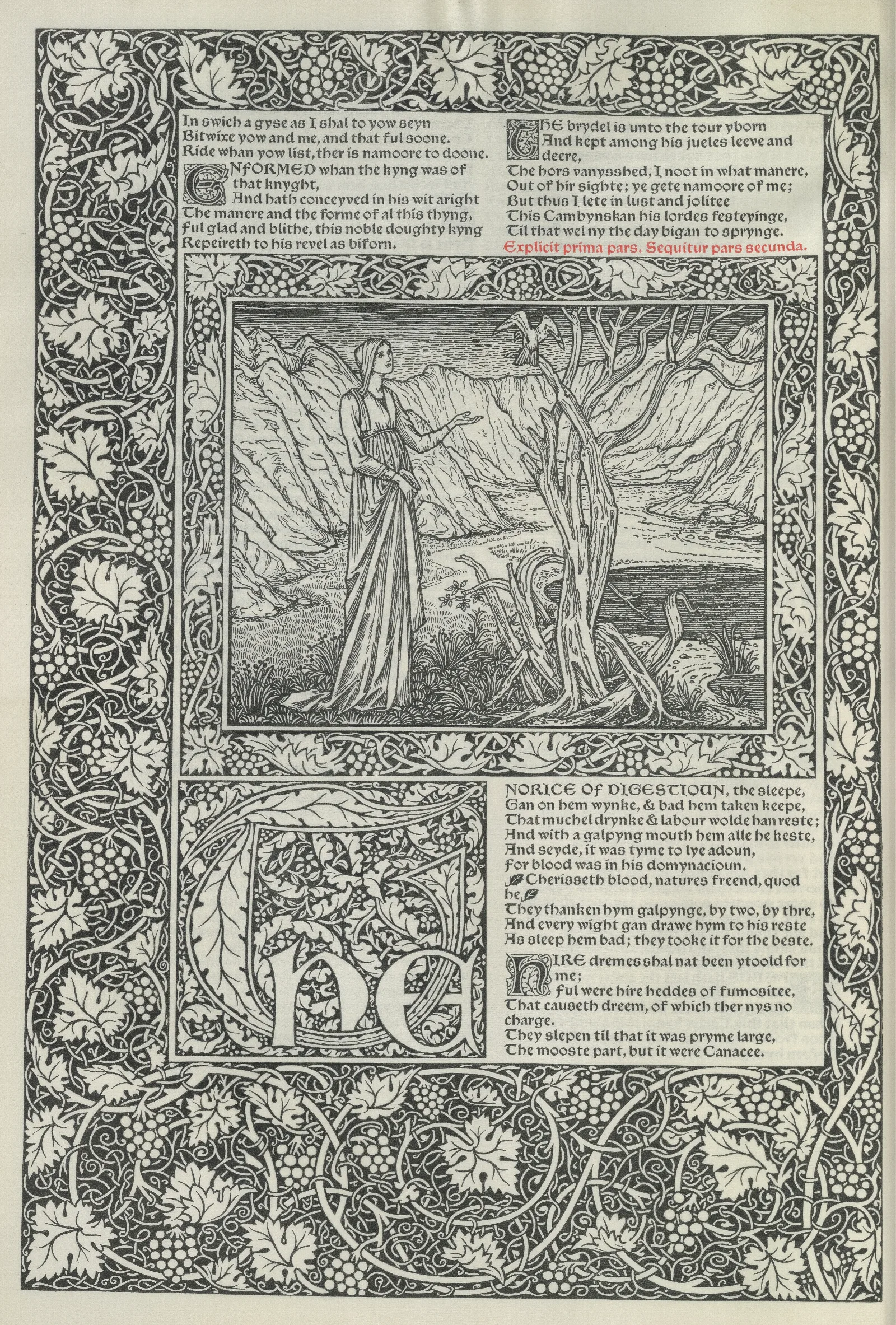 The Works Of Geoffrey Chaucer Pl 22 Wall Art by Sir Edward Coley Burne-Jones - Canvas Print