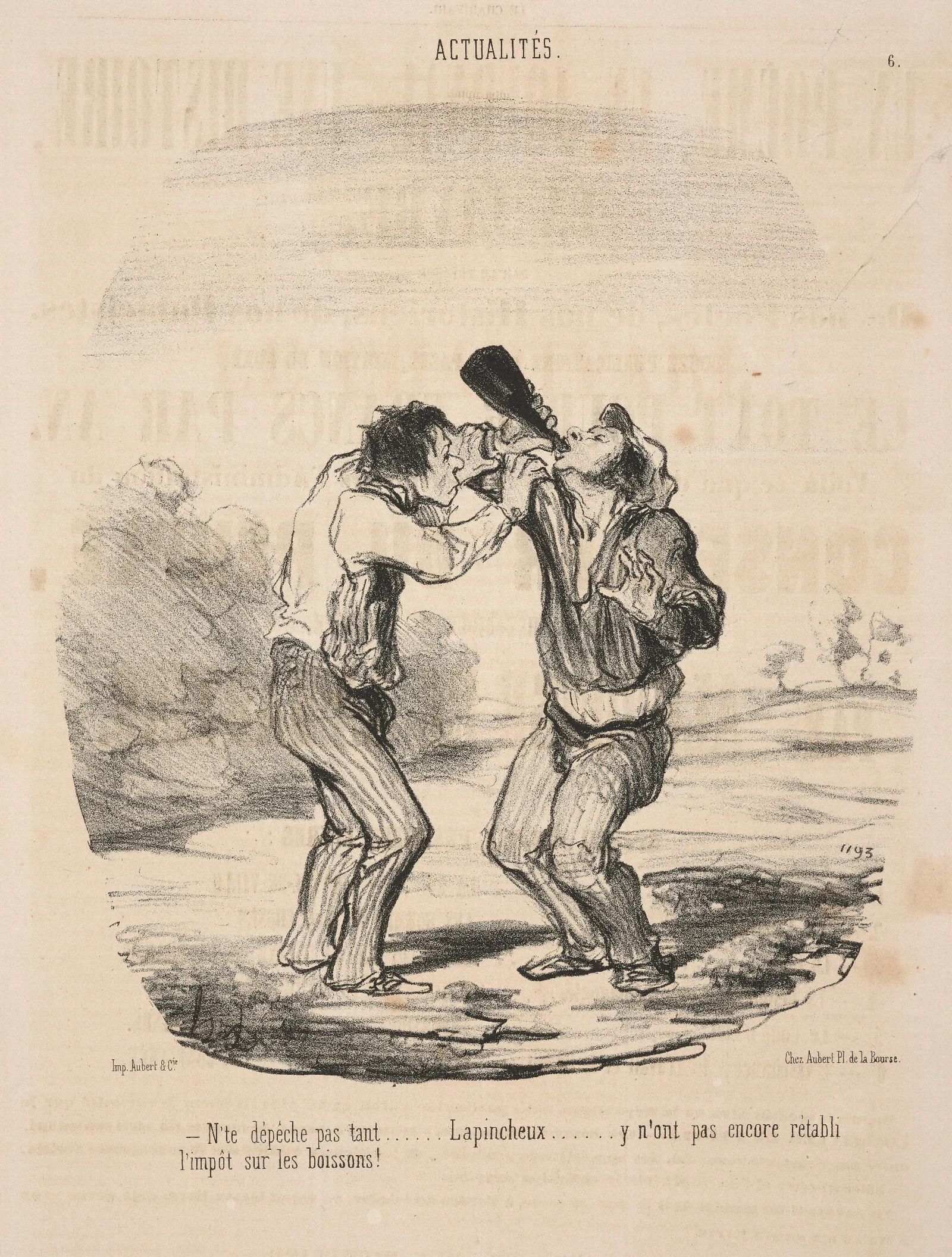 Nte Depeche Pas Tant Lapincheux Y Nont Pas Encore Retabli Limpot Sur Les Boissons Wall Art by Honoré Daumier - Canvas Print