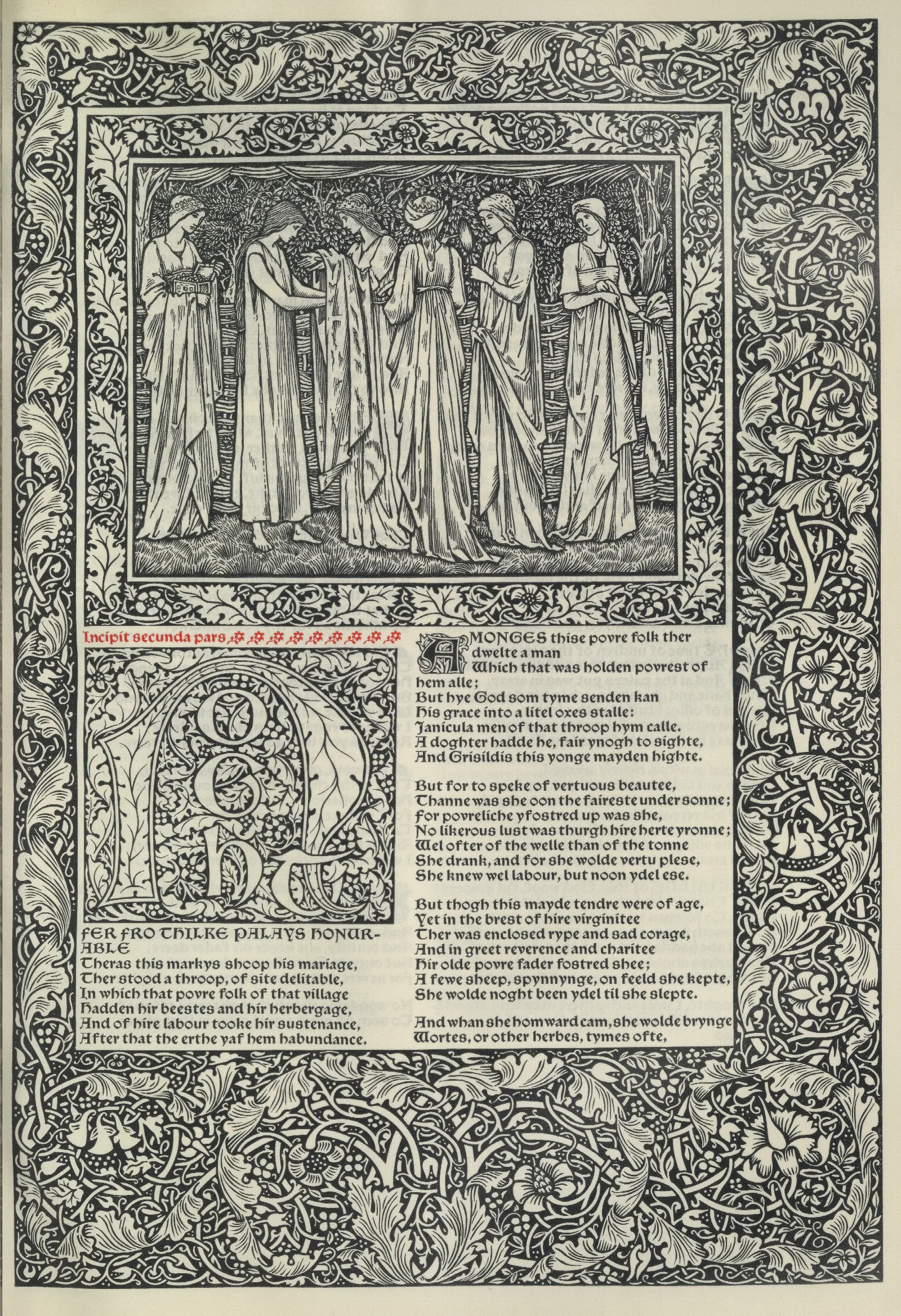 The Works Of Geoffrey Chaucer Pl 16 Wall Art by Sir Edward Coley Burne-Jones - Canvas Print