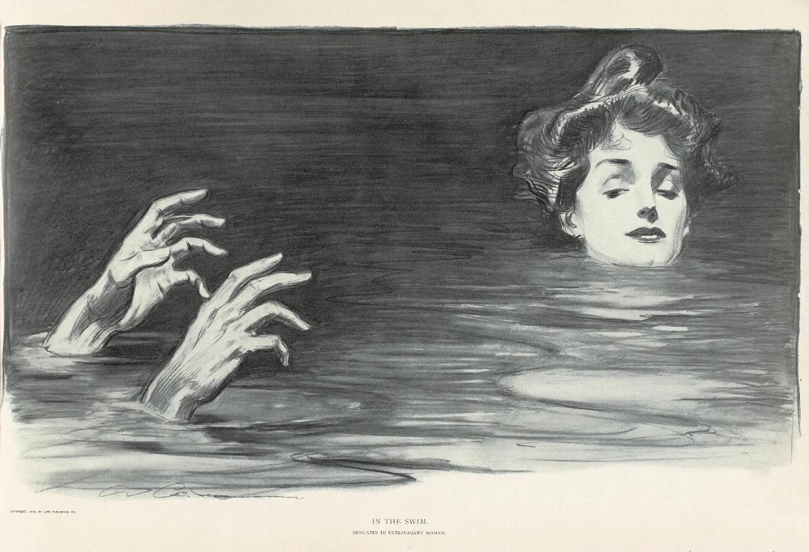 In The Swim Wall Art by Charles Dana Gibson - Canvas Print
