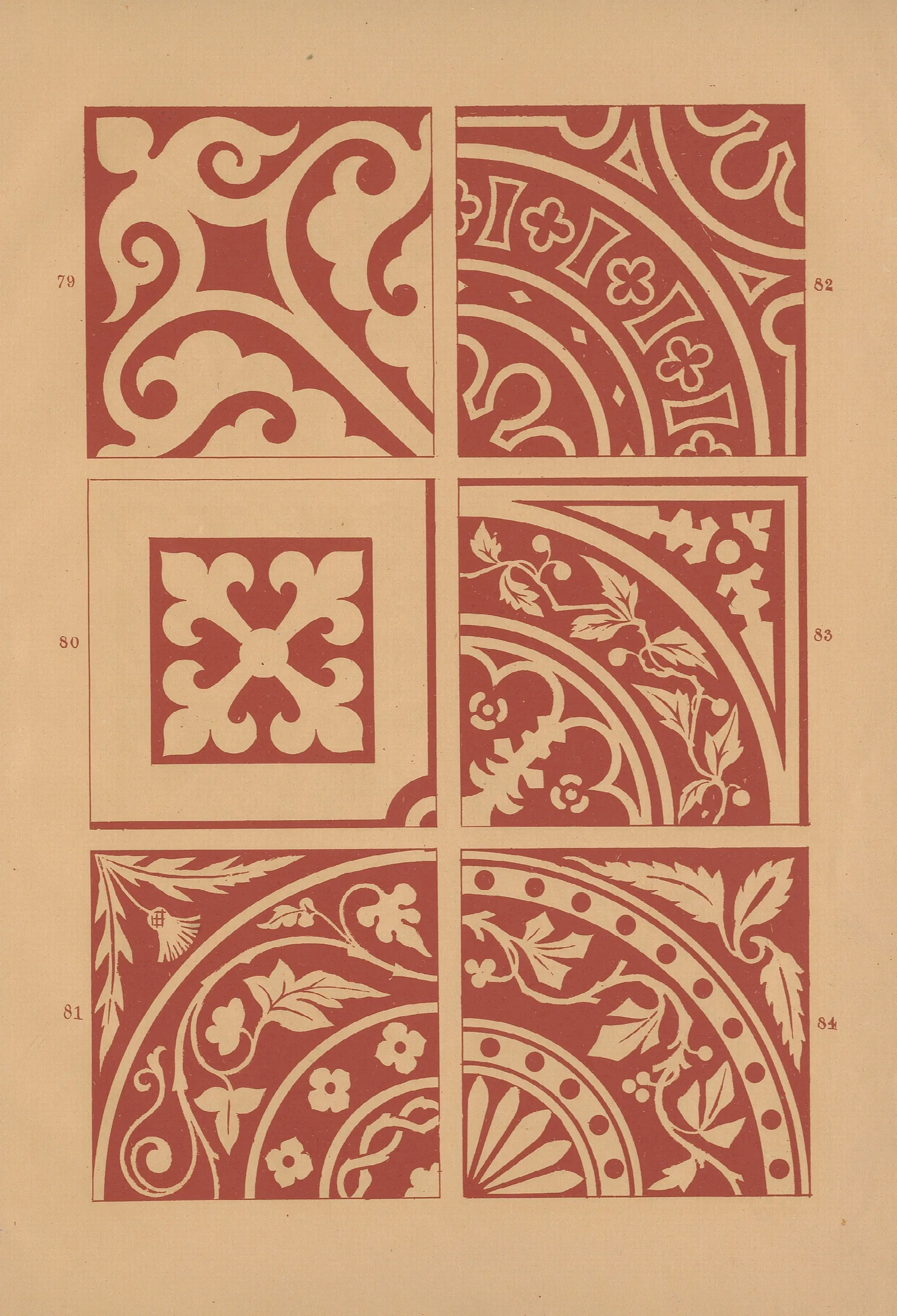 Examples Of Encaustic Tiles Pl 13 Wall Art by Owen Jones - Canvas Print