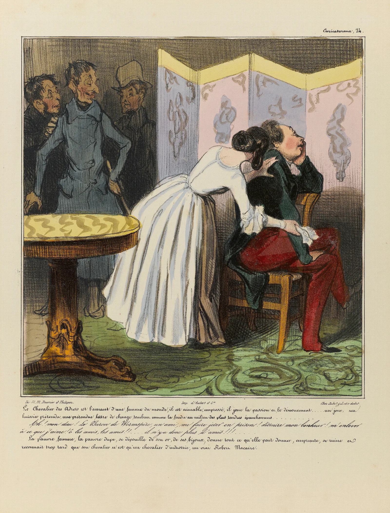 Le Chevalier Des Adrets Est Lamant Dune Femme Du Monde Il Est Aimable Empresse Il Joue La Passion Et Le Devouement Wall Art by Honoré Daumier - Canvas Print