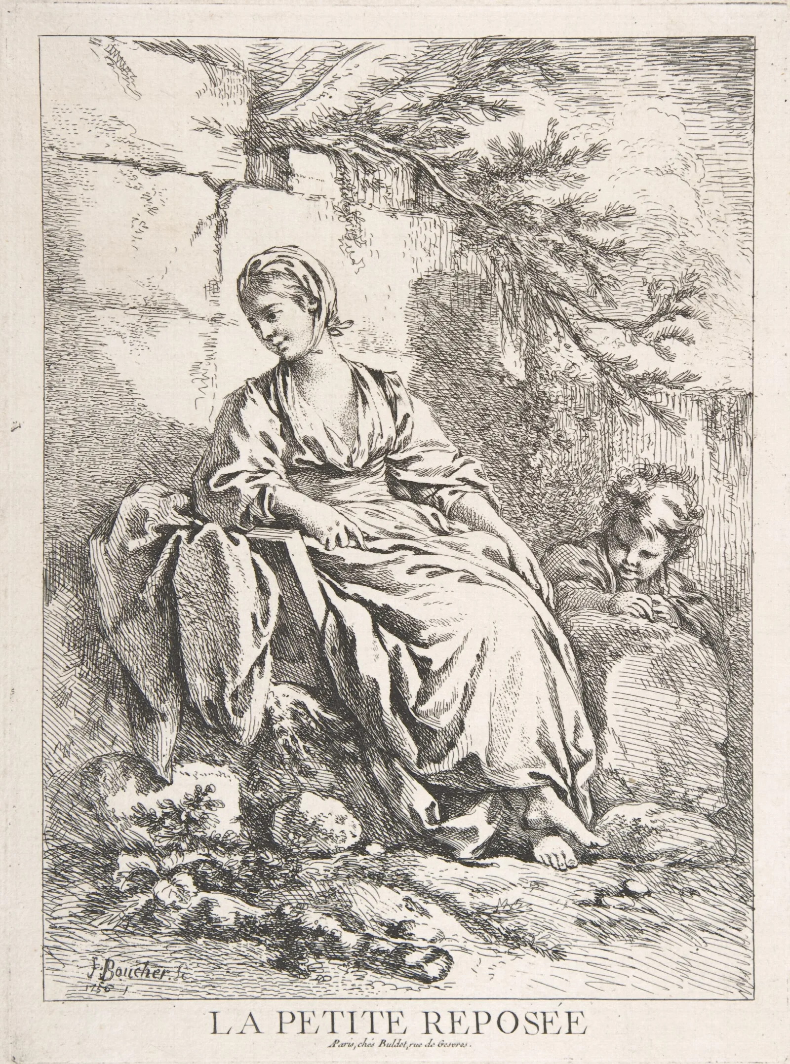 The Young Girl Resting Wall Art by François Boucher - Canvas Print