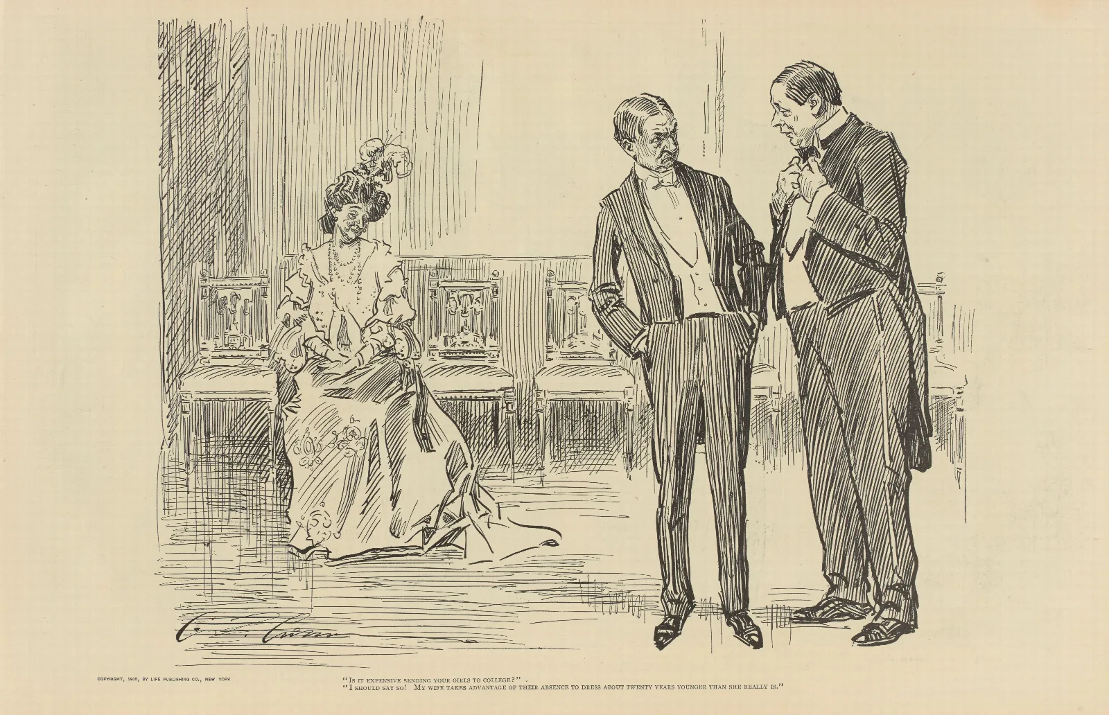 Is It Expensive Sending Your Girls To College Wall Art by Charles Dana Gibson - Canvas Print