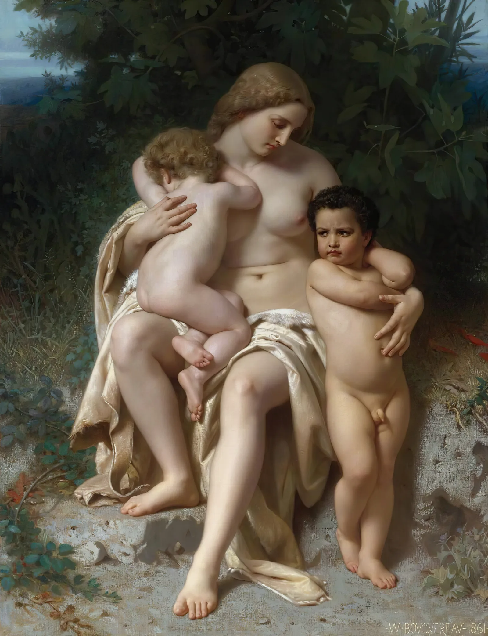 La Premiere Discorde Cain And Abel Wall Art by William Bouguereau - Canvas Print