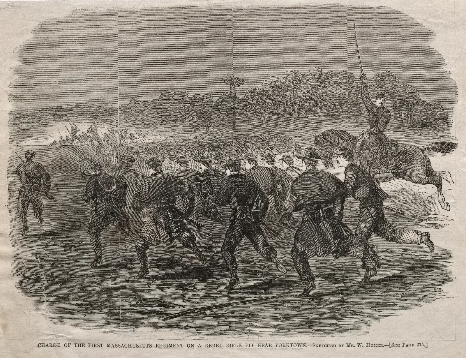 Charge Of The First Massachusetts Regiment On A Rebel Rifle Pit Near Yorktown Wall Art by Winslow Homer - Canvas Print