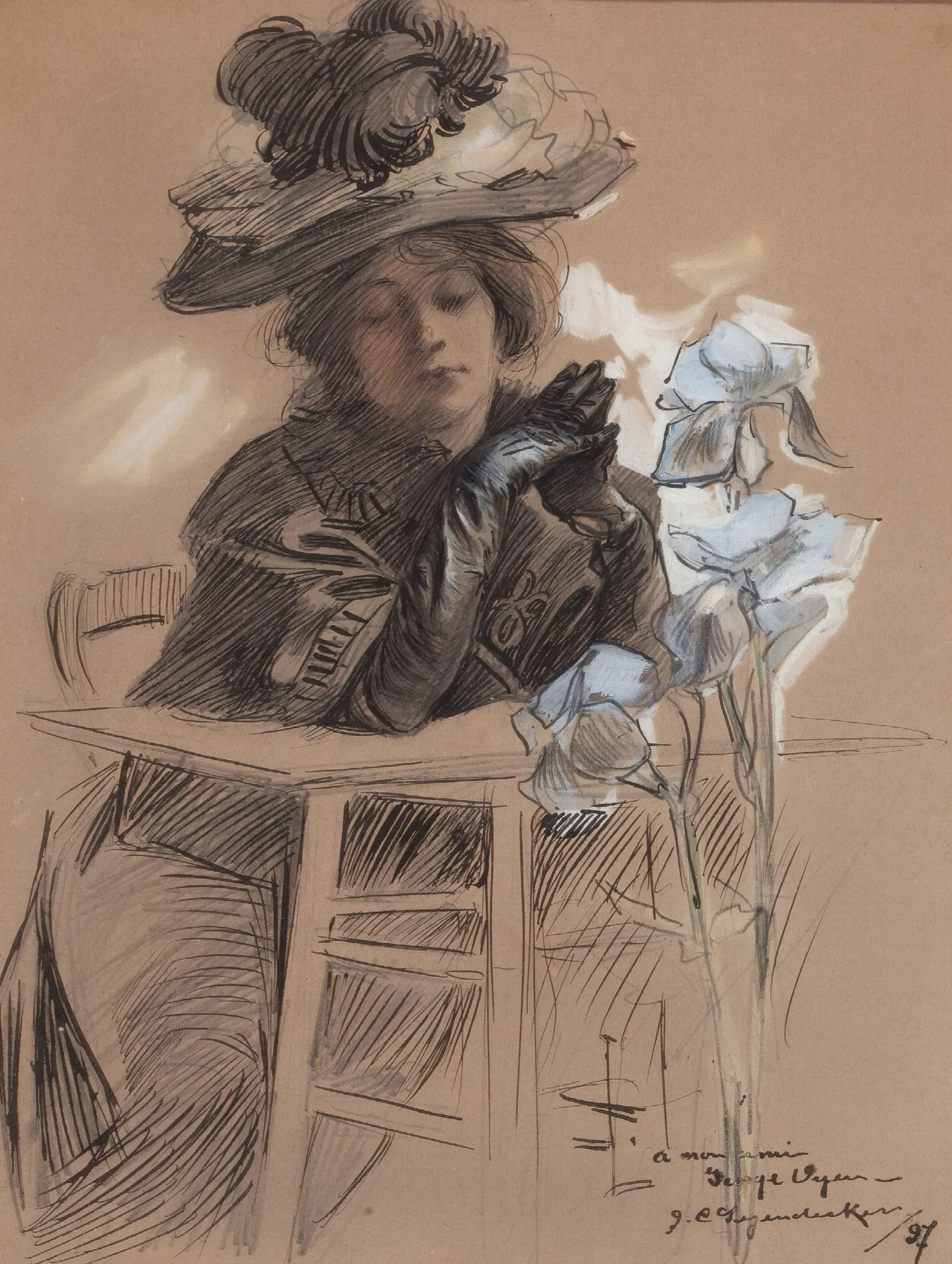 Seated Lady With Elegant Hat Wall Art by Joseph Christian Leyendecker - Canvas Print