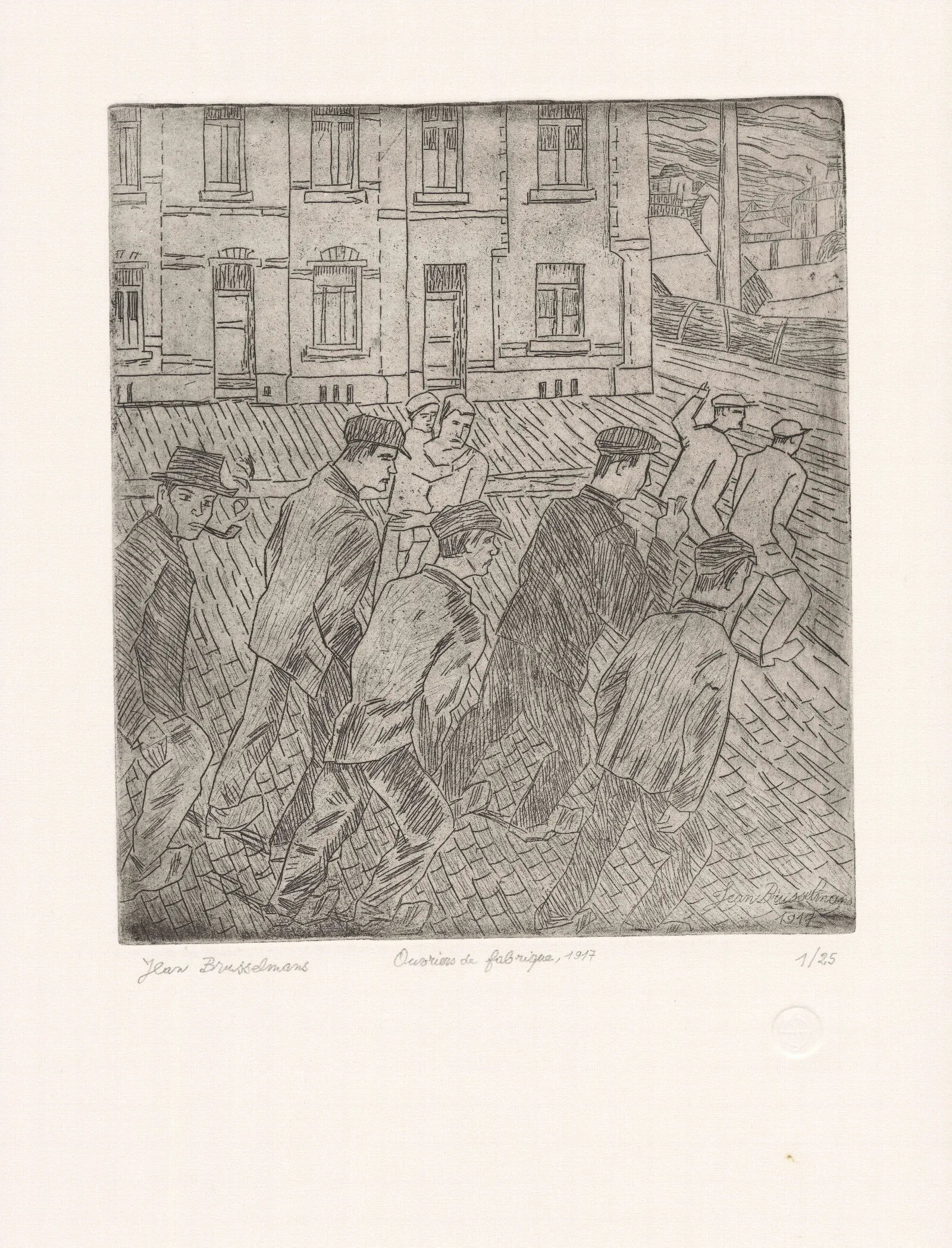 Factory Workers Wall Art by Jean Brusselmans - Canvas Print