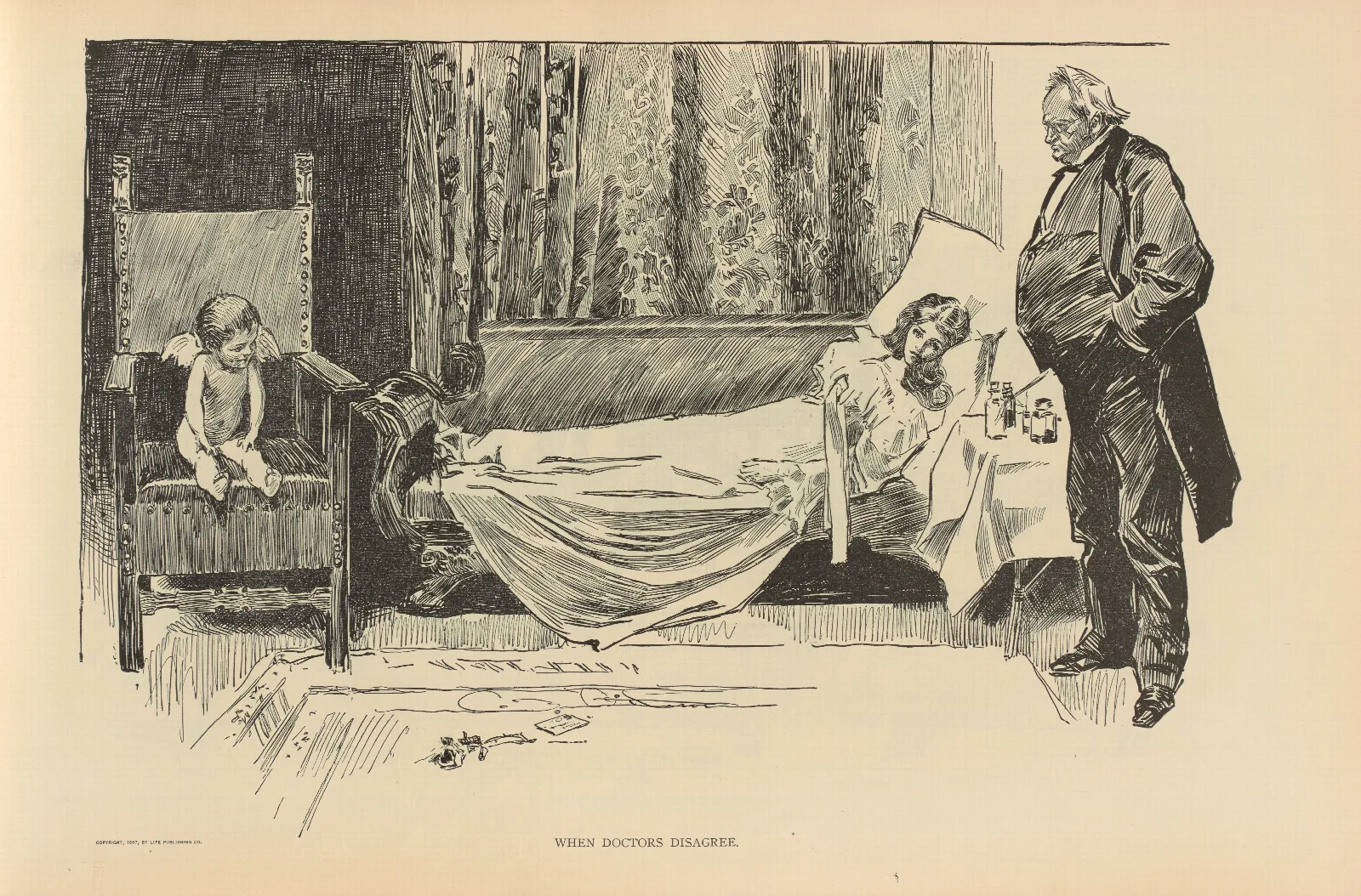 When Doctors Disagree Wall Art by Charles Dana Gibson - Canvas Print