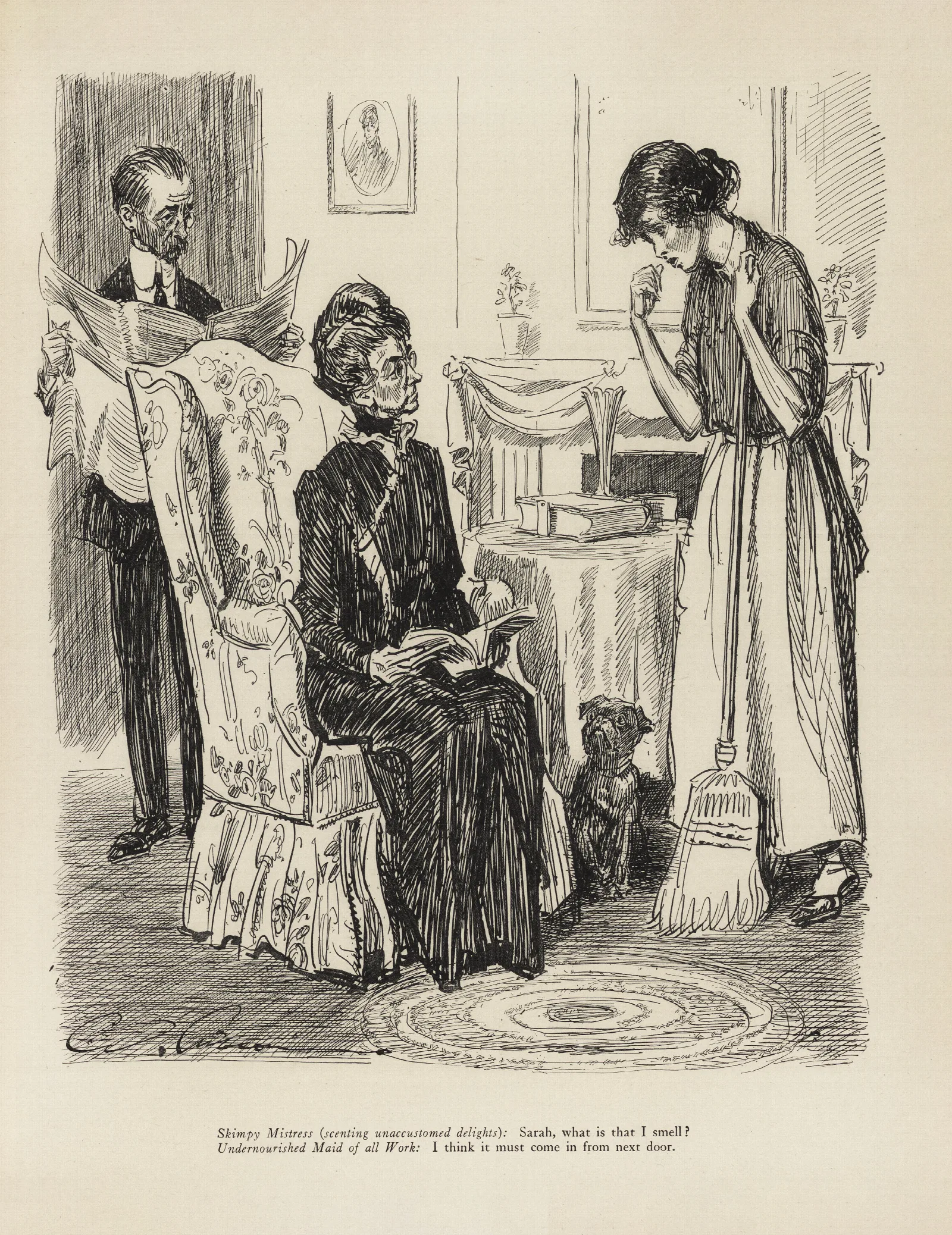 Skimpy Mistress Scenting Unaccustomed Delights Sara What Is That I Smell Wall Art by Charles Dana Gibson - Canvas Print