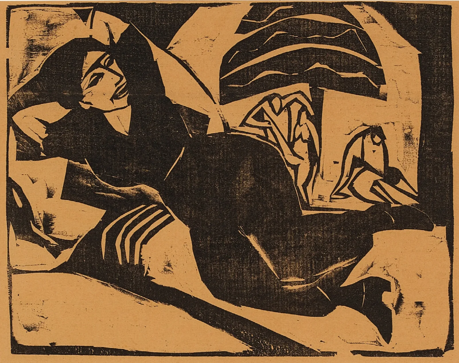 Liegende Frau Wall Art by Ernst Ludwig Kirchner - Canvas Print