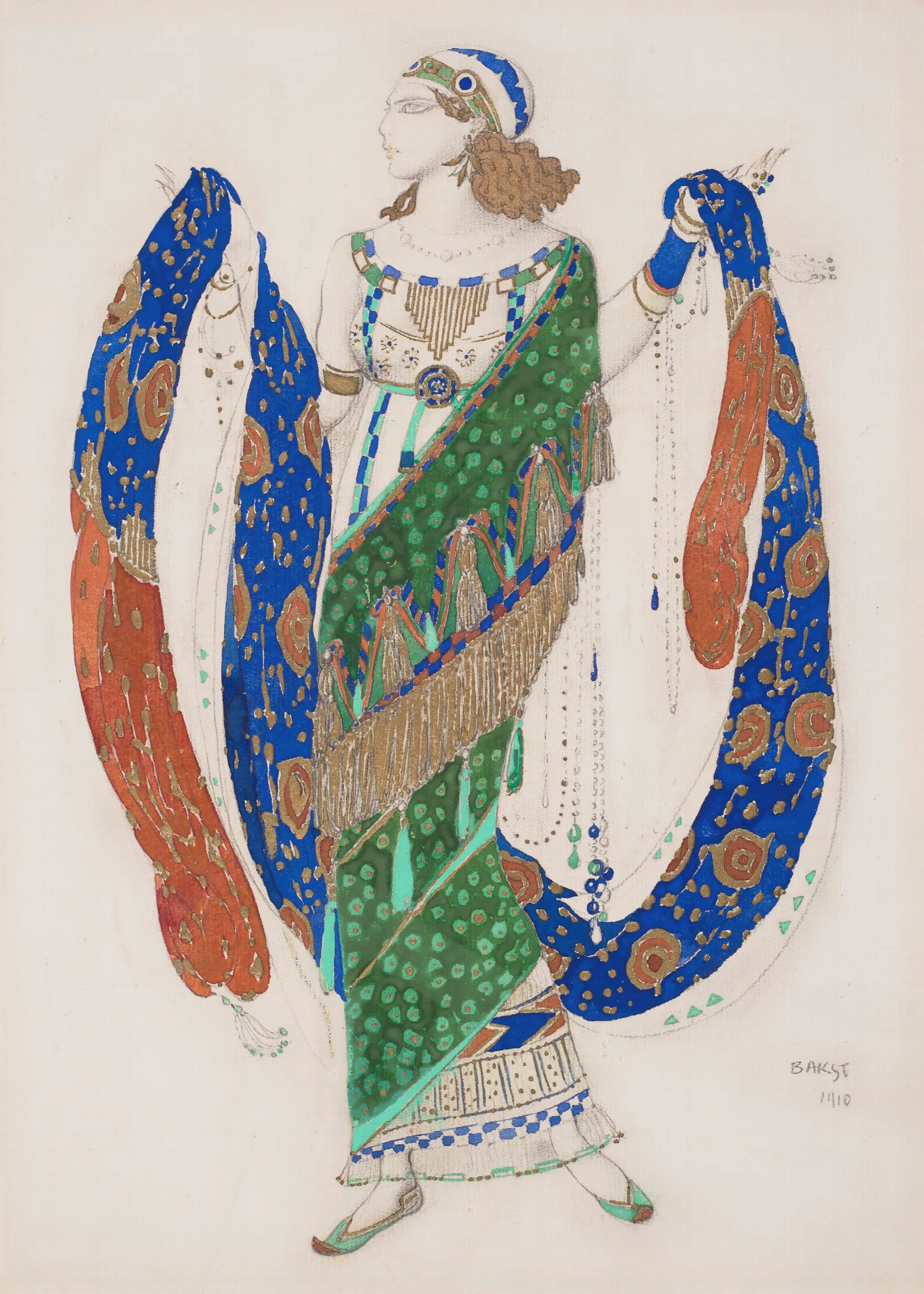 Costume Design For An Oriental Dancer Wall Art by Léon Bakst - Canvas Print