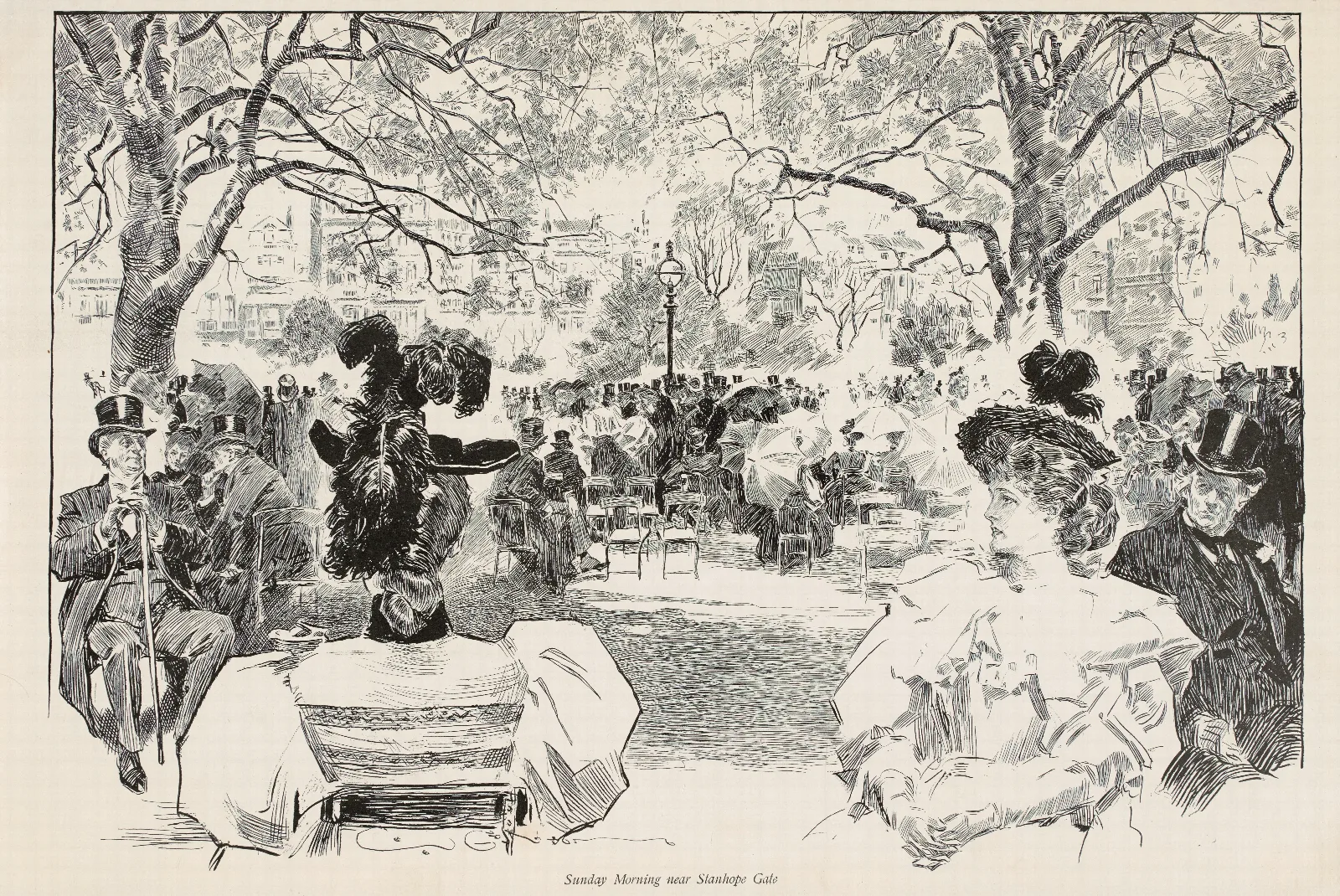 Sunday Morning Near Stanhope Gate Wall Art by Charles Dana Gibson - Canvas Print