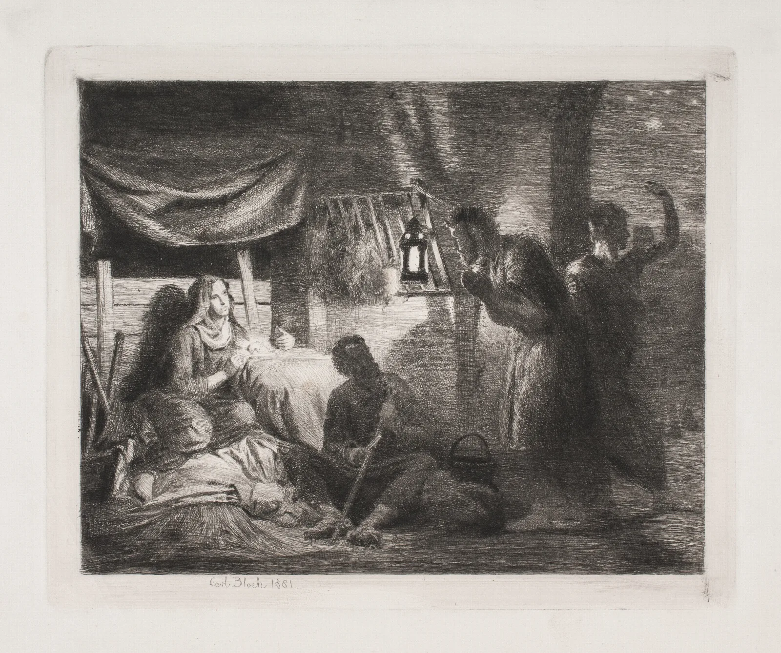 The Worship Of The Shepherds 2 Wall Art by Carl Bloch - Canvas Print