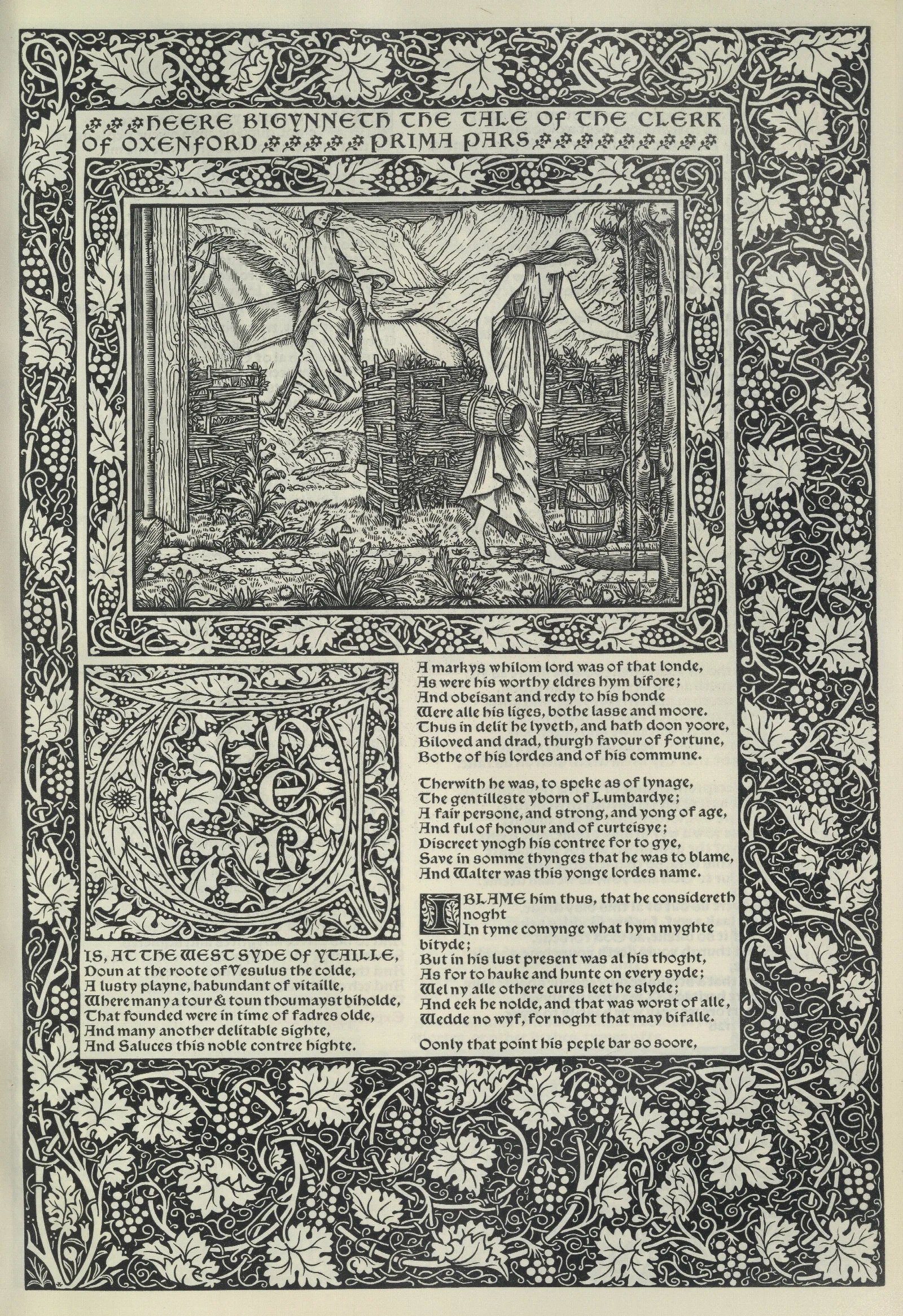 The Works Of Geoffrey Chaucer Pl 15 Wall Art by Sir Edward Coley Burne-Jones - Canvas Print