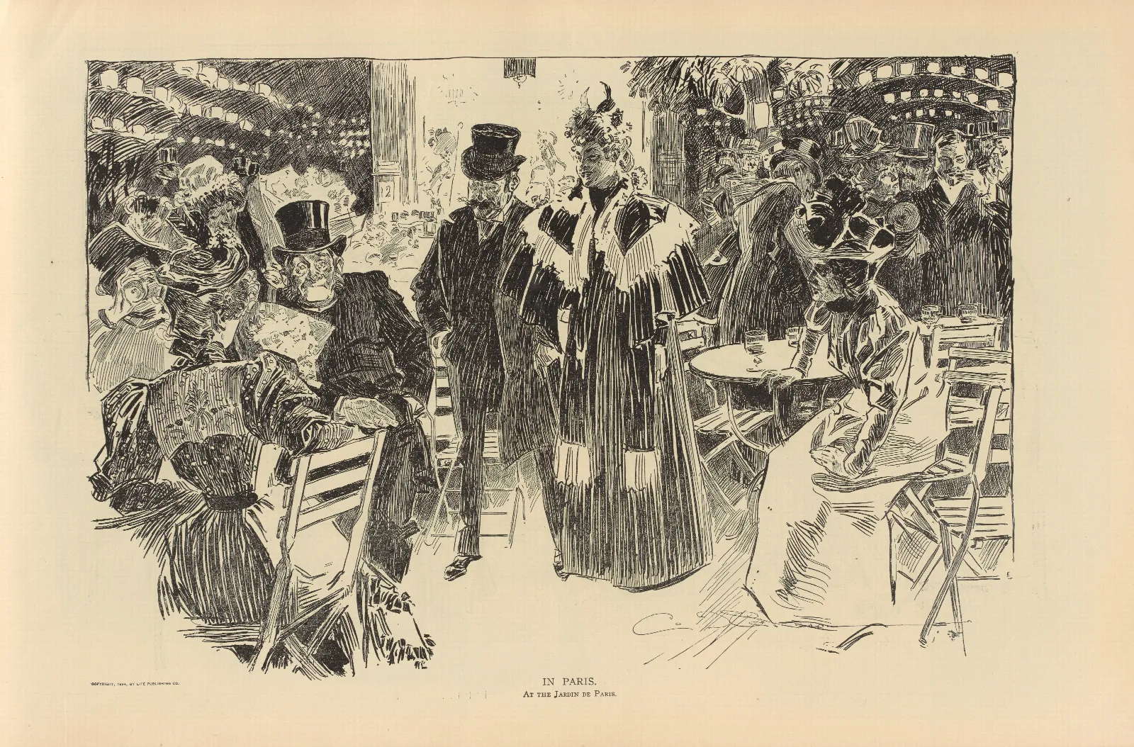 In Paris At The Jardin De Paris 2 Wall Art by Charles Dana Gibson - Canvas Print