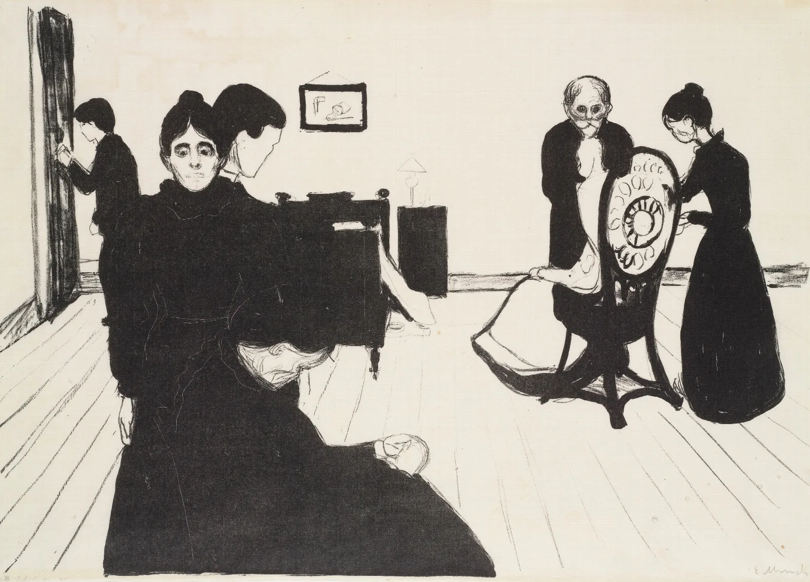 Death In The Sickroom 2 Wall Art by Edvard Munch - Canvas Print