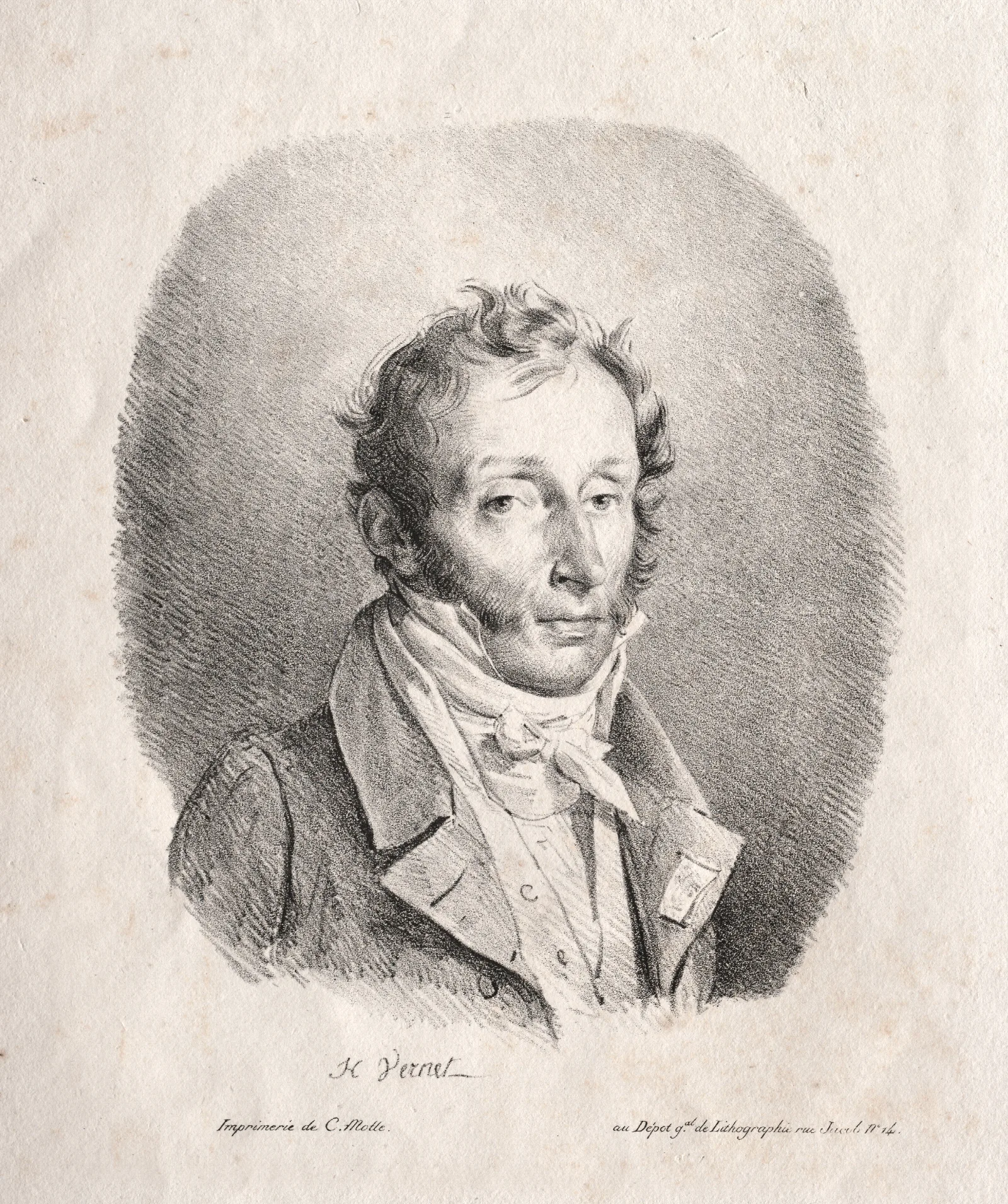 Bust Portrait Of Carle Vernet Wall Art by Horace Vernet - Canvas Print