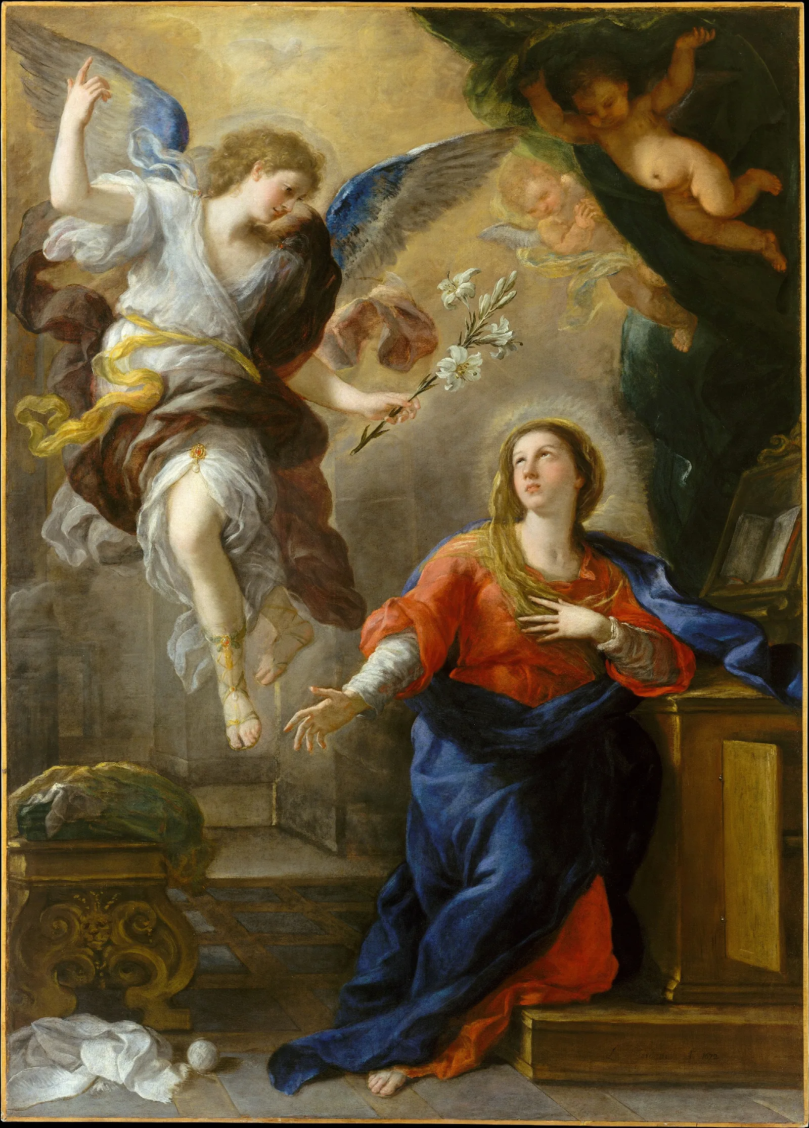 The Annunciation 5 Wall Art by Luca Giordano - Canvas Print